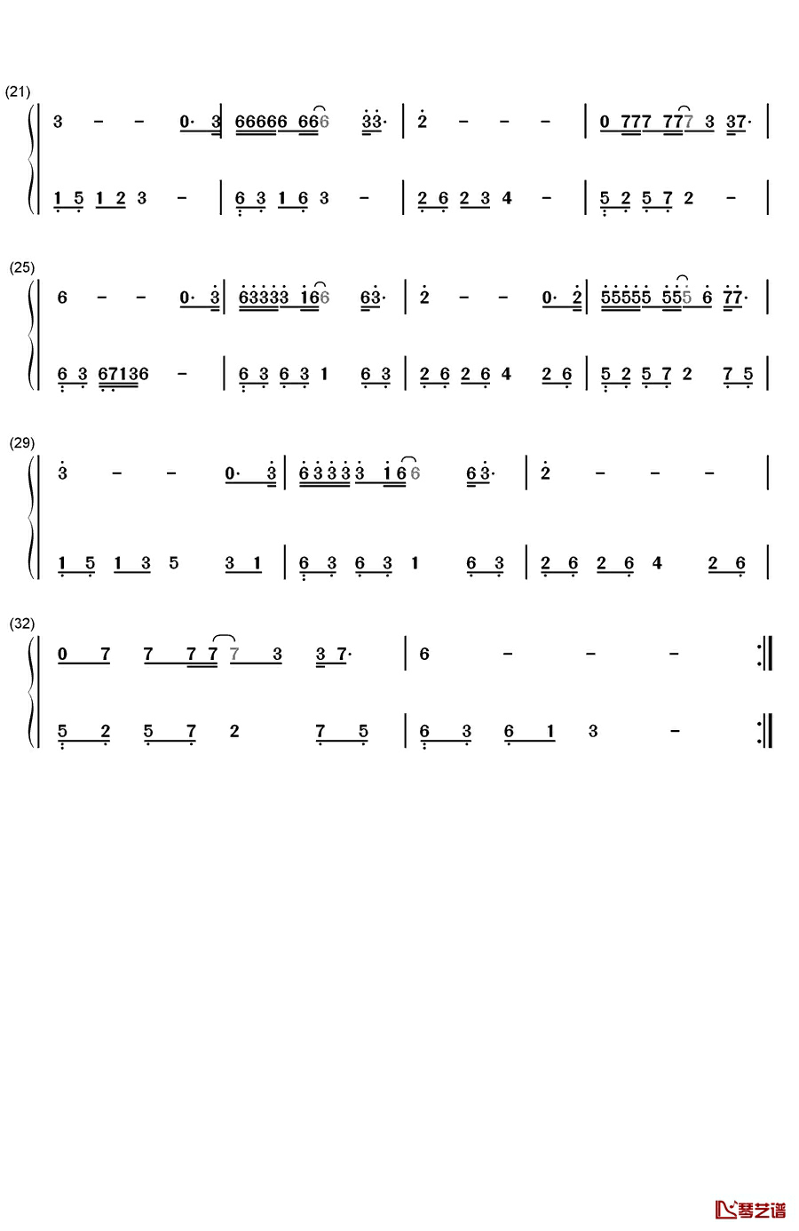 有没有人告诉你钢琴简谱-数字双手-陈楚生2