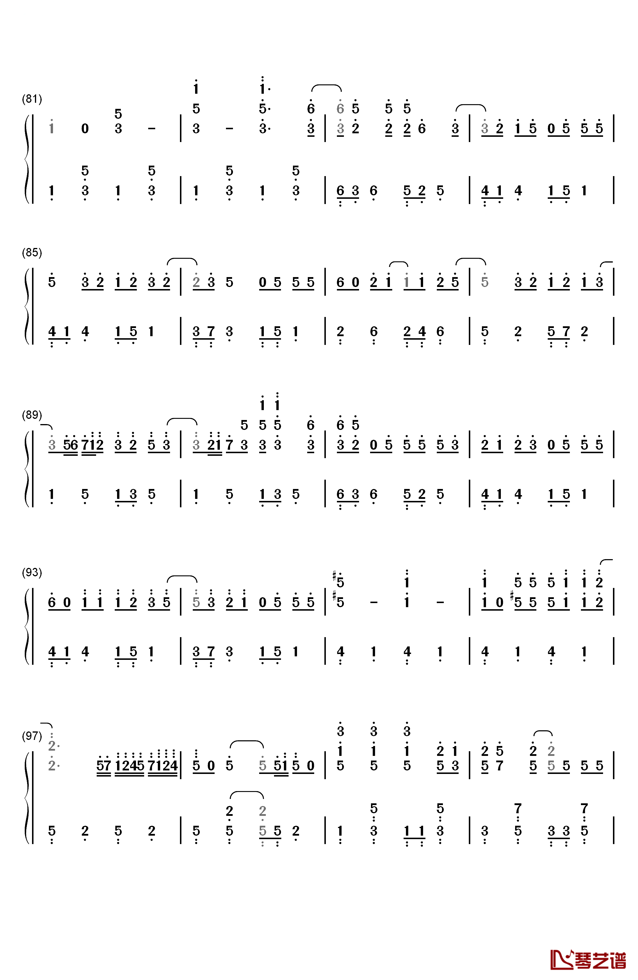 想像フォレスト钢琴简谱-数字双手-IA5