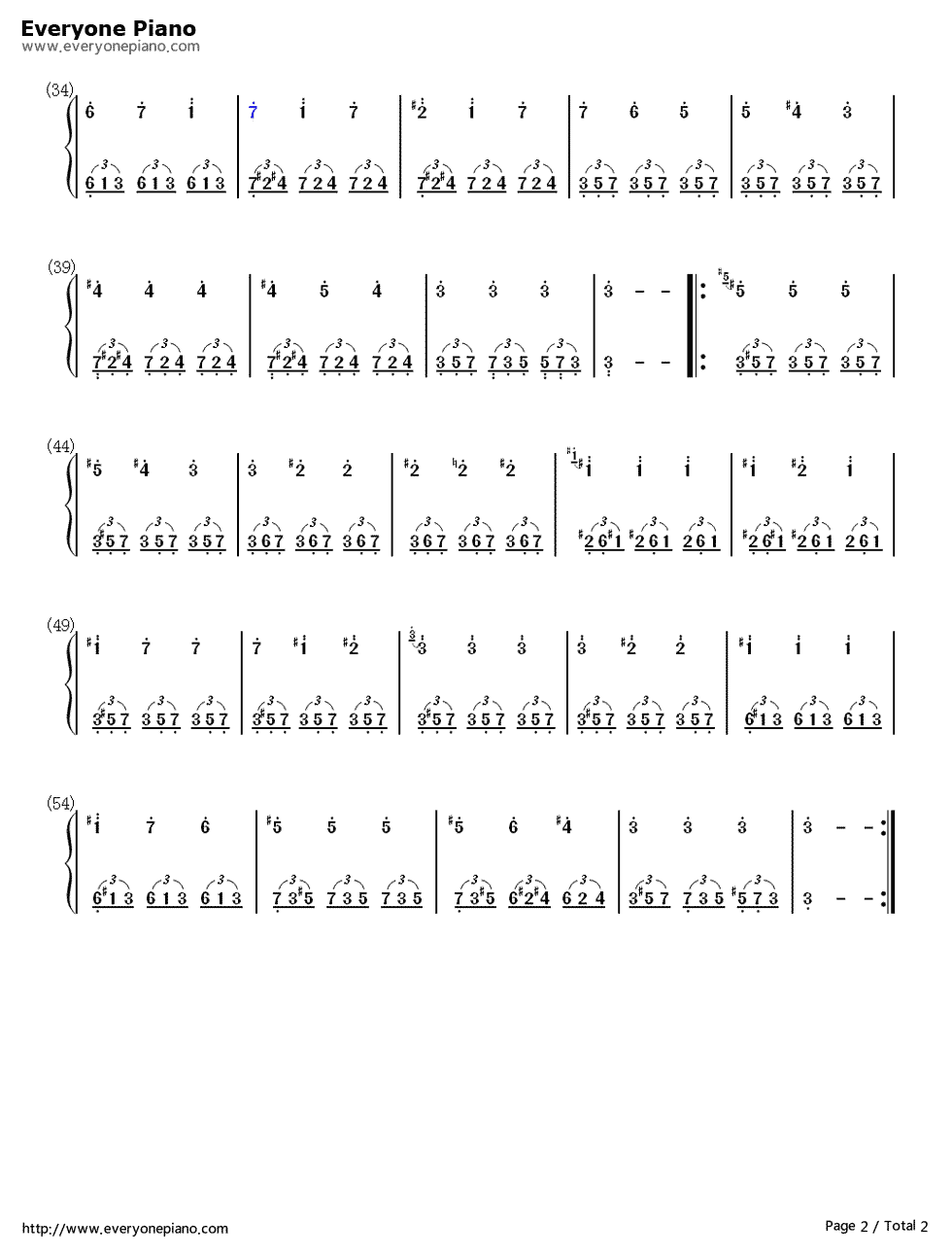 蓝色生死恋钢琴简谱-数字双手-那西索·叶佩斯2