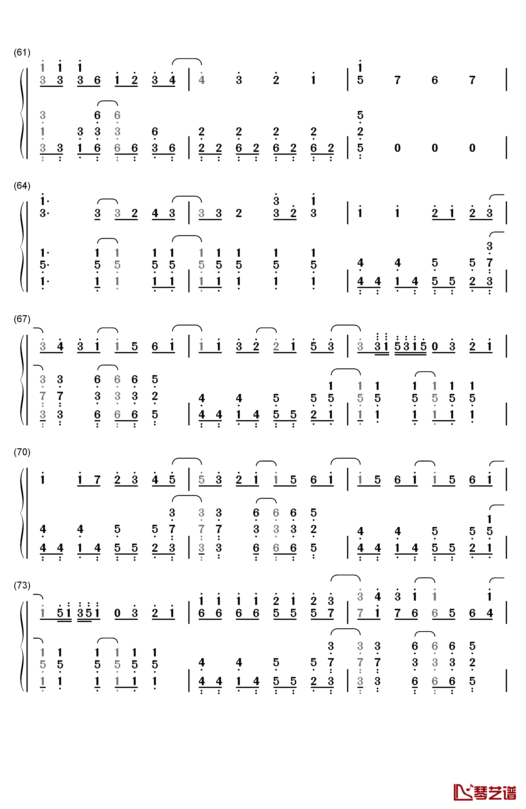 闪亮闪亮钢琴简谱-数字双手-梶裕贵5