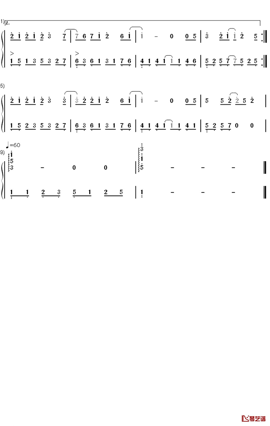 真爱钢琴简谱-数字双手-183 Club2