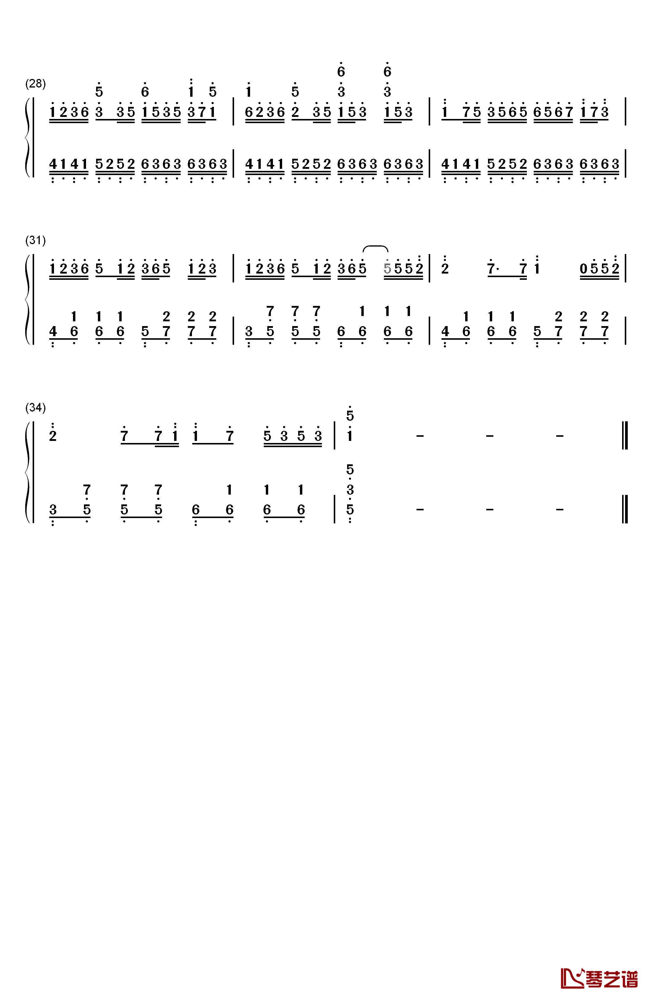 嘘の火花钢琴简谱-数字双手-96猫3