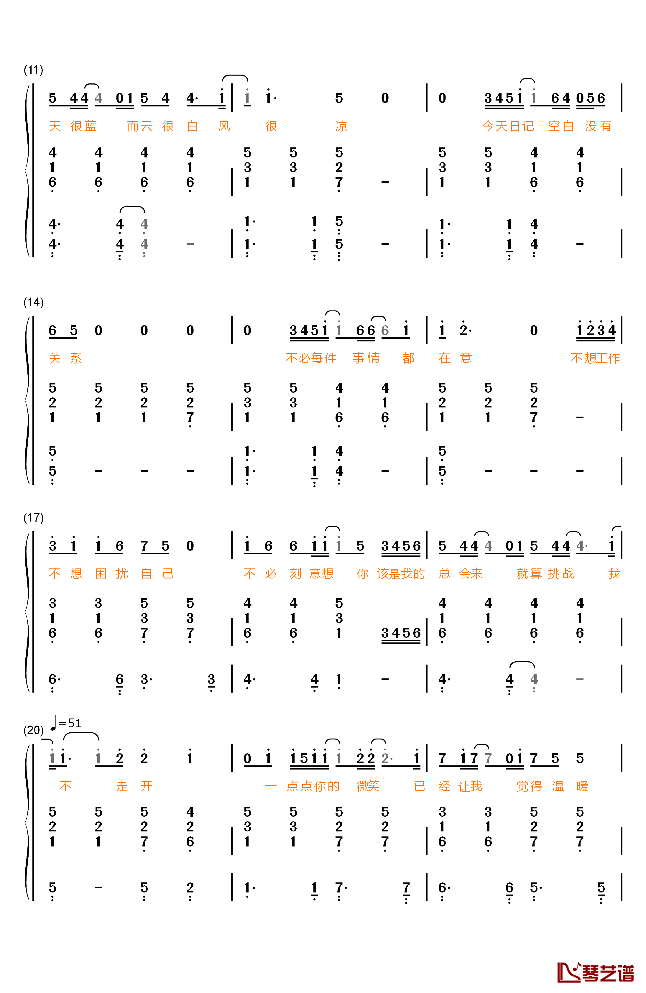 相信钢琴简谱-数字双手-孙燕姿2