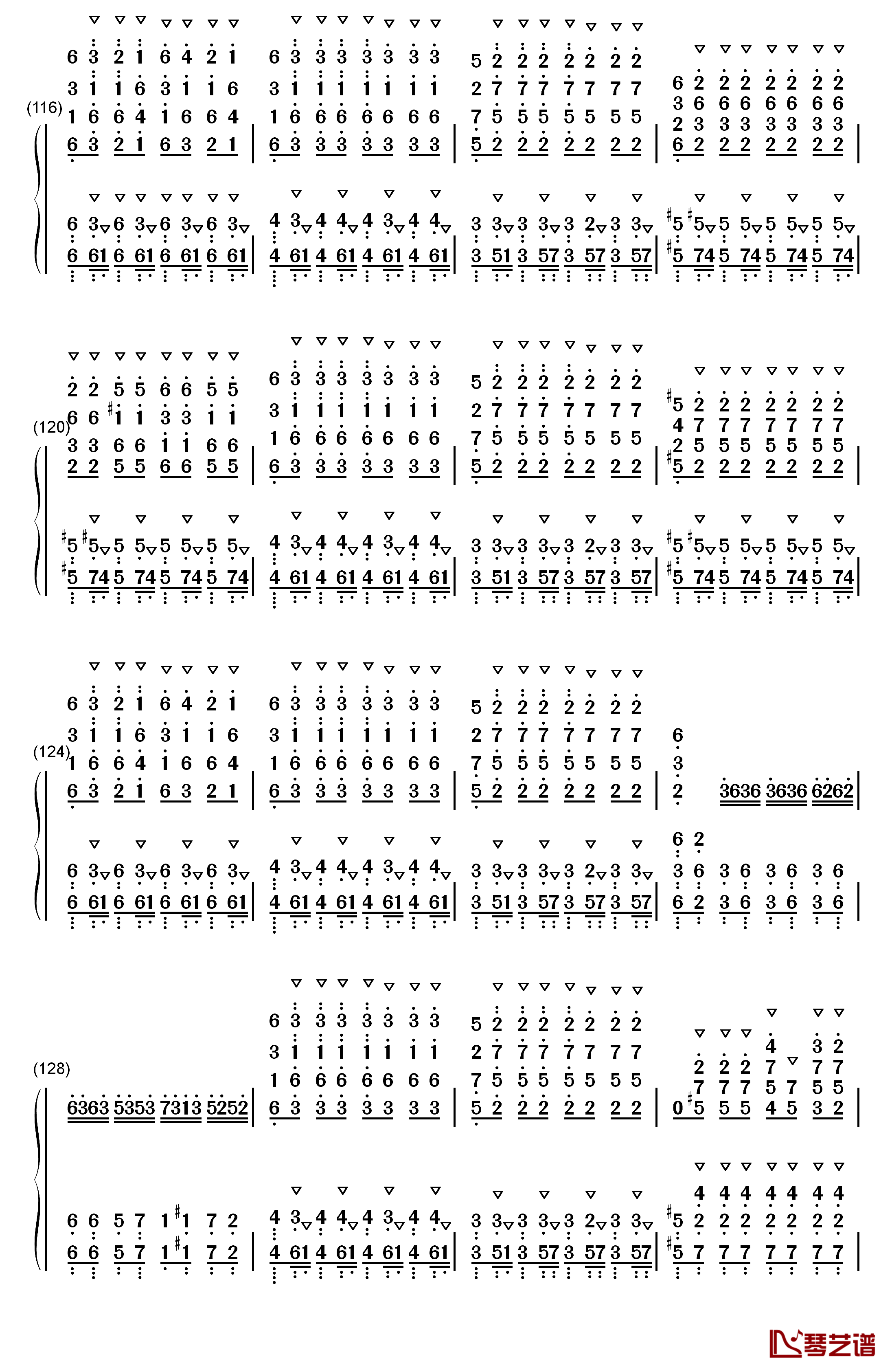 ココロ钢琴简谱-数字双手-镜音リン10