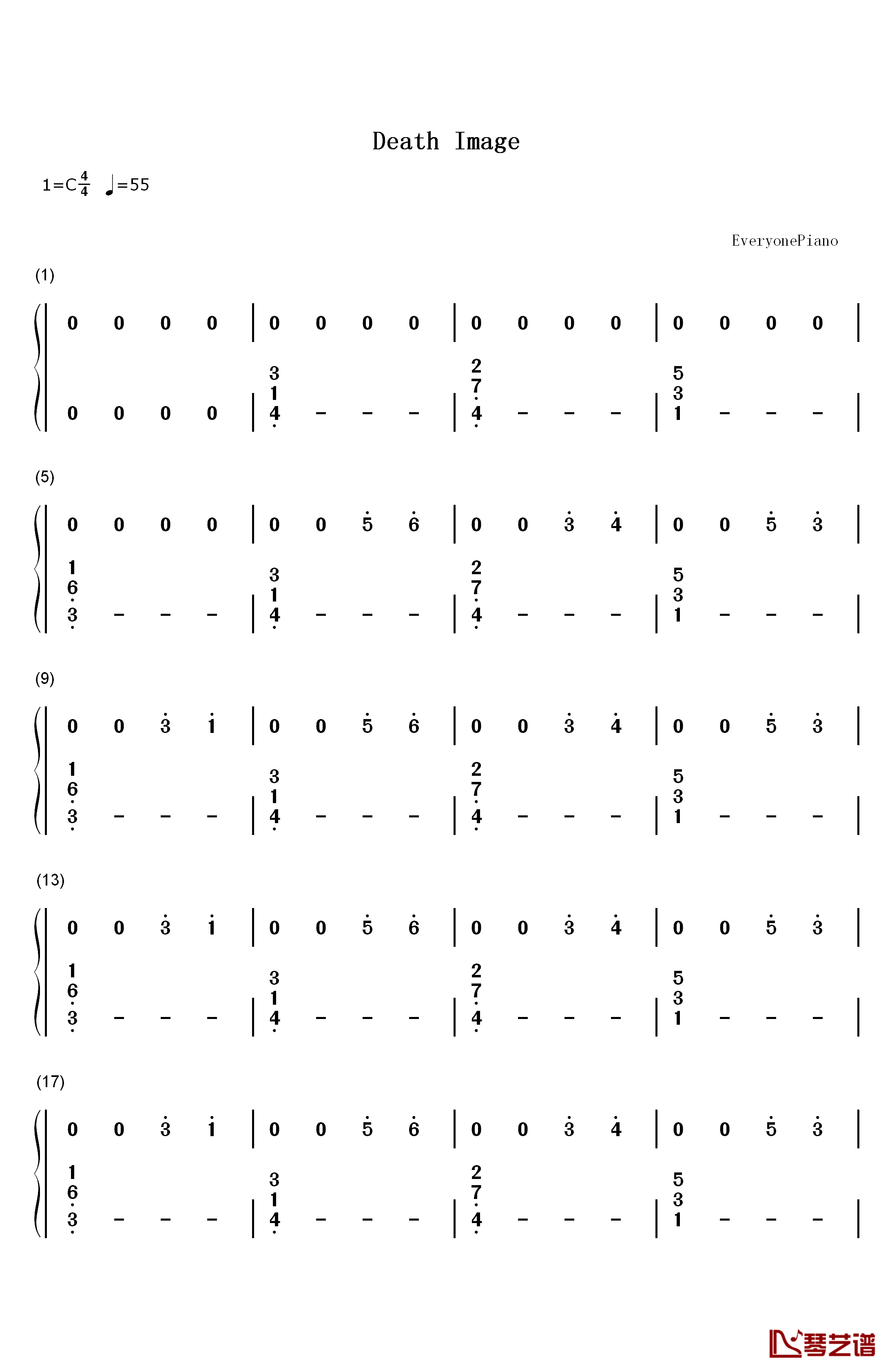 Death Image钢琴简谱-数字双手-谷内秀樹1