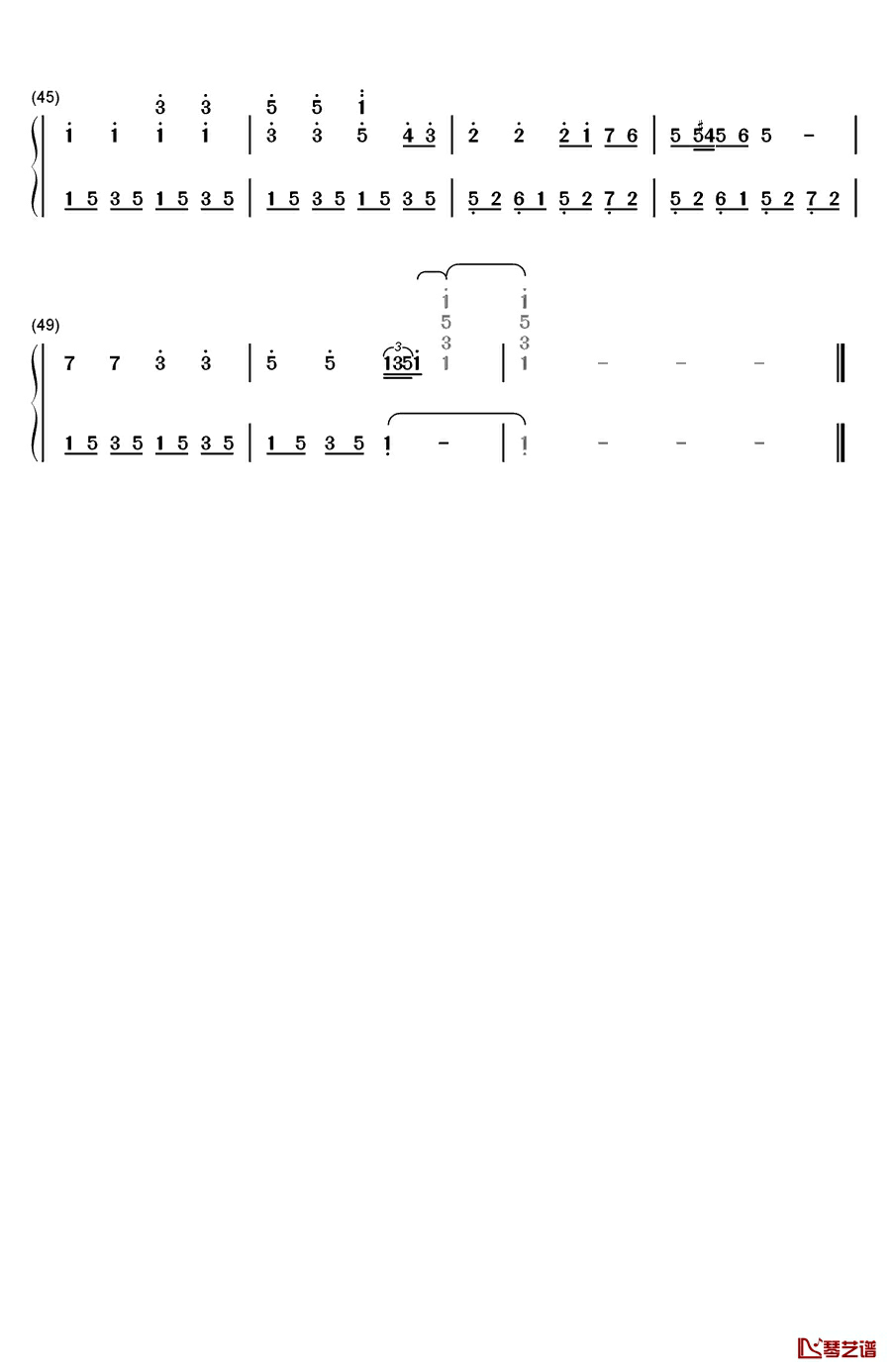 暖暖钢琴简谱-数字双手-梁静茹3