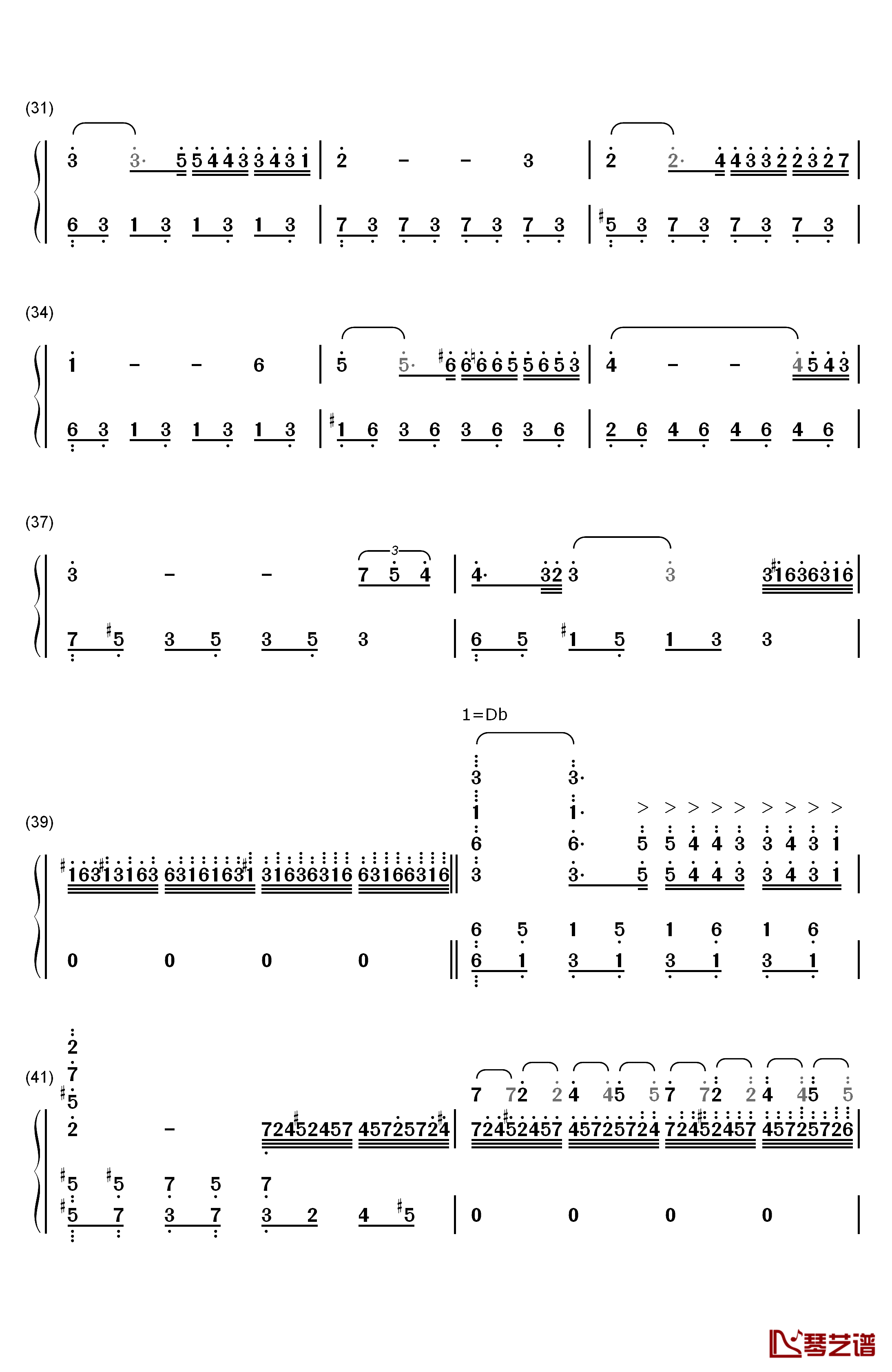 秋日私语钢琴简谱-数字双手-理查德·克莱德曼  Richard Clayderman3