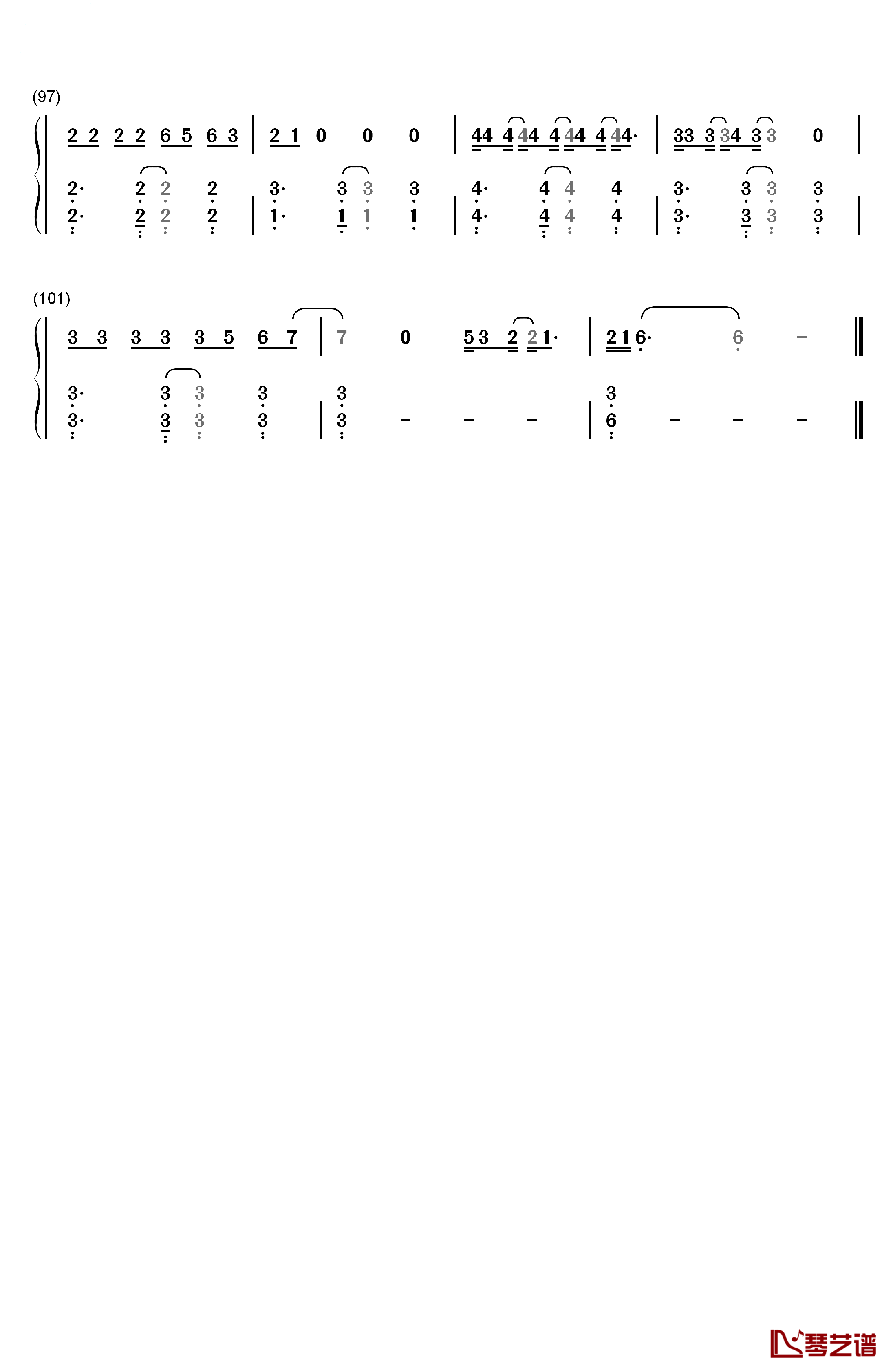 つなぐ钢琴简谱-数字双手-嵐5