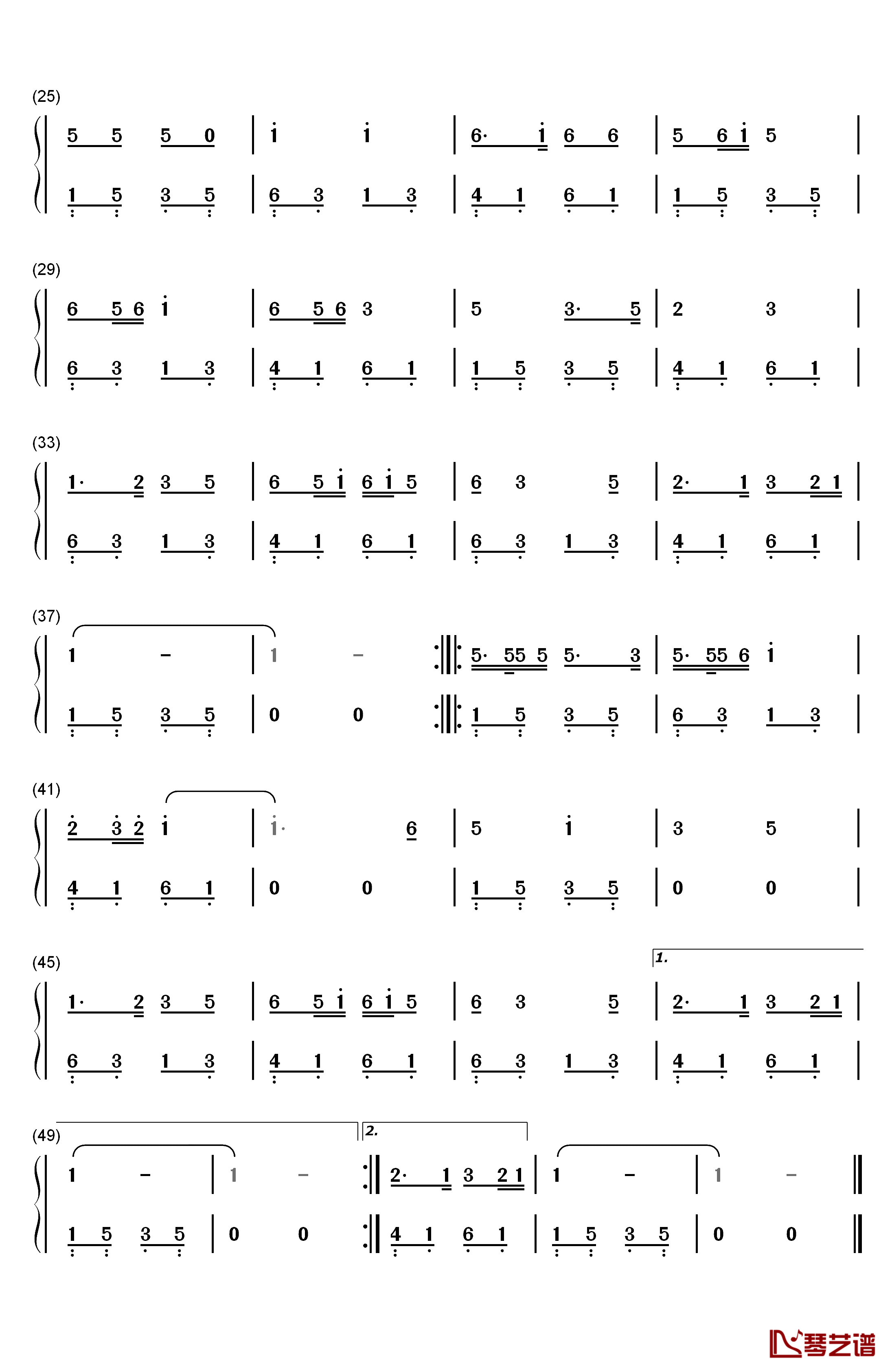 草原之夜钢琴简谱-数字双手-刀郎2