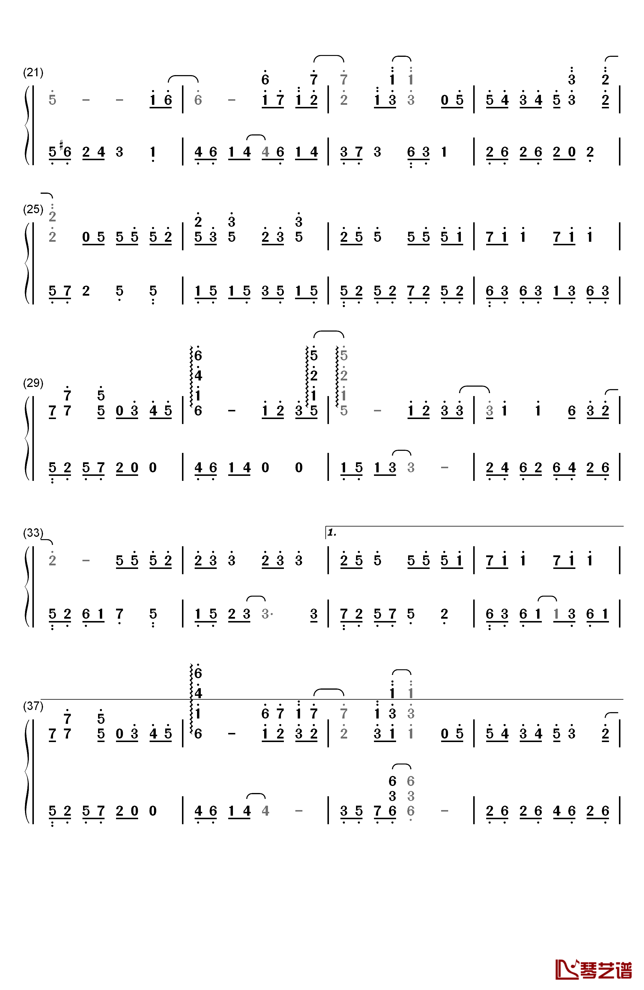 你好不好钢琴简谱-数字双手-周兴哲2