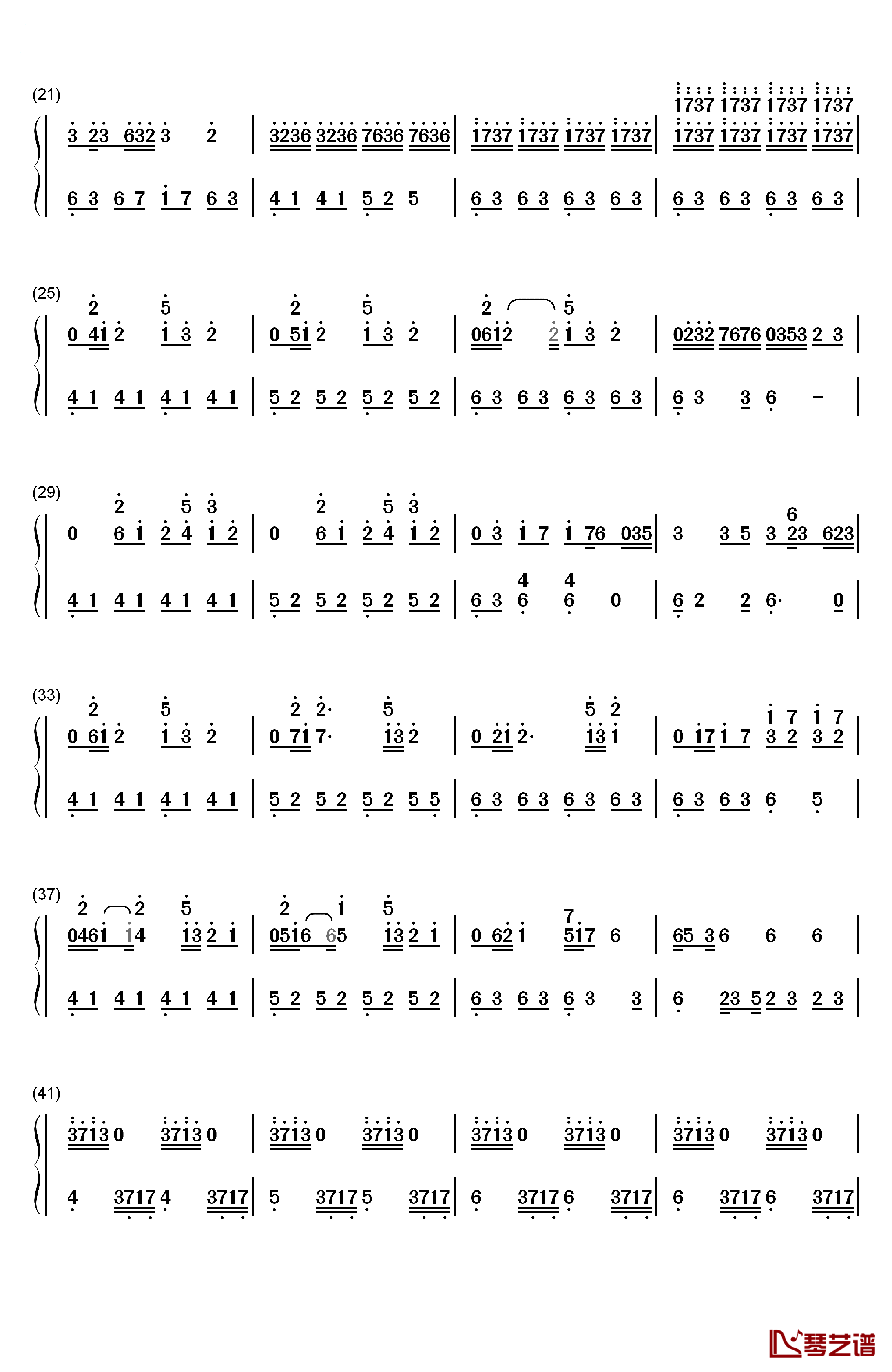 情书钢琴简谱-数字双手-Okawari2