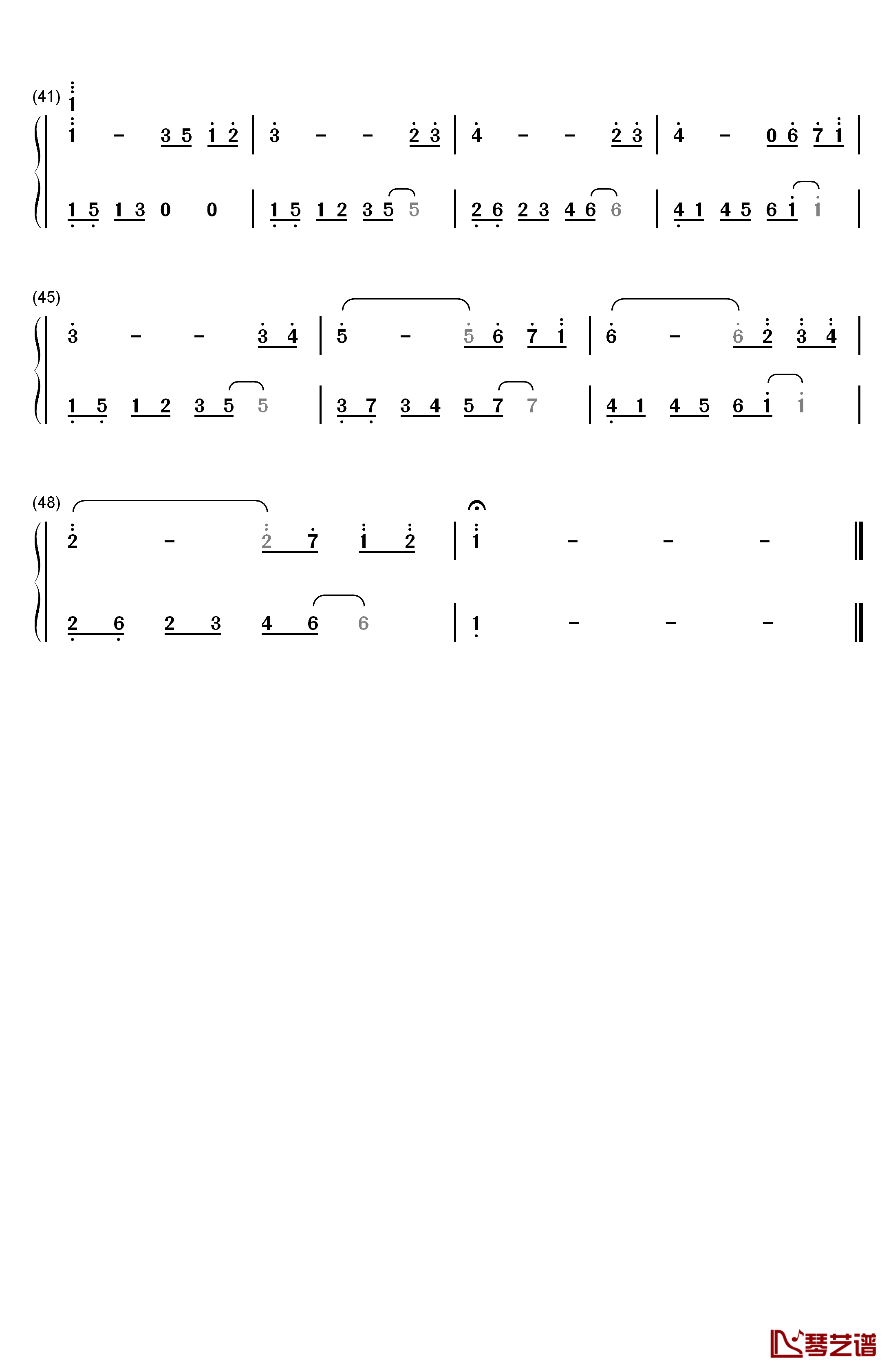 天边钢琴简谱-数字双手-未知3