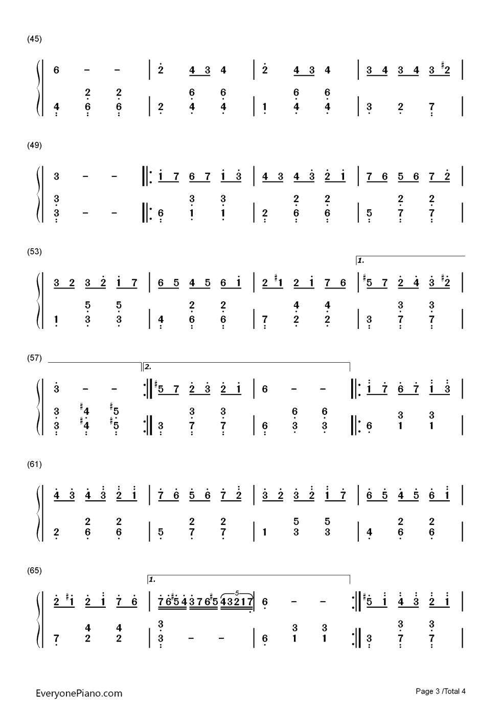 绿宝石钢琴简谱-数字双手-林隆璇3