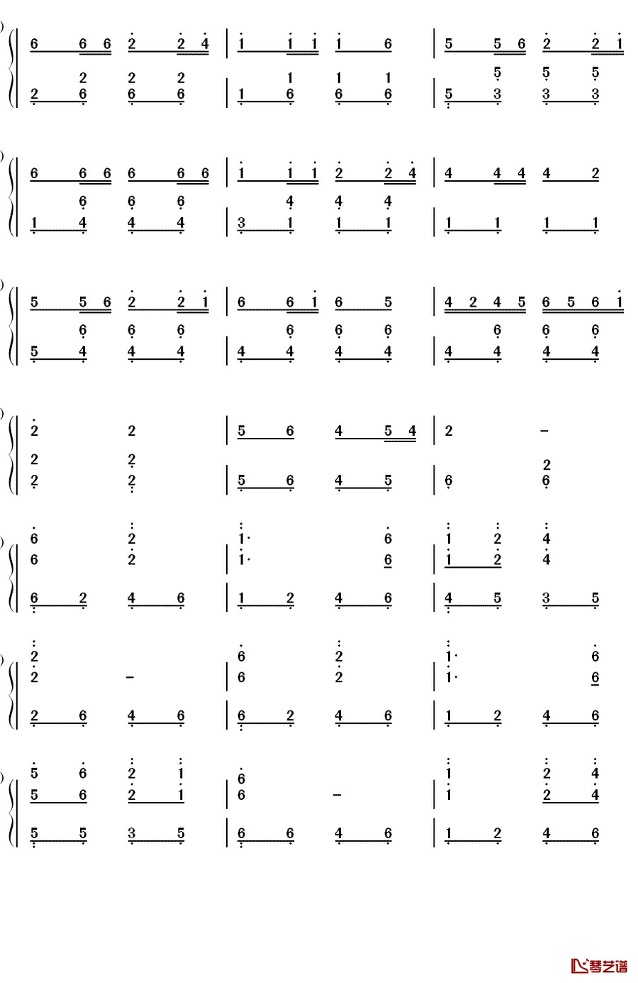 赛马钢琴简谱-数字双手-蒙古族音乐4