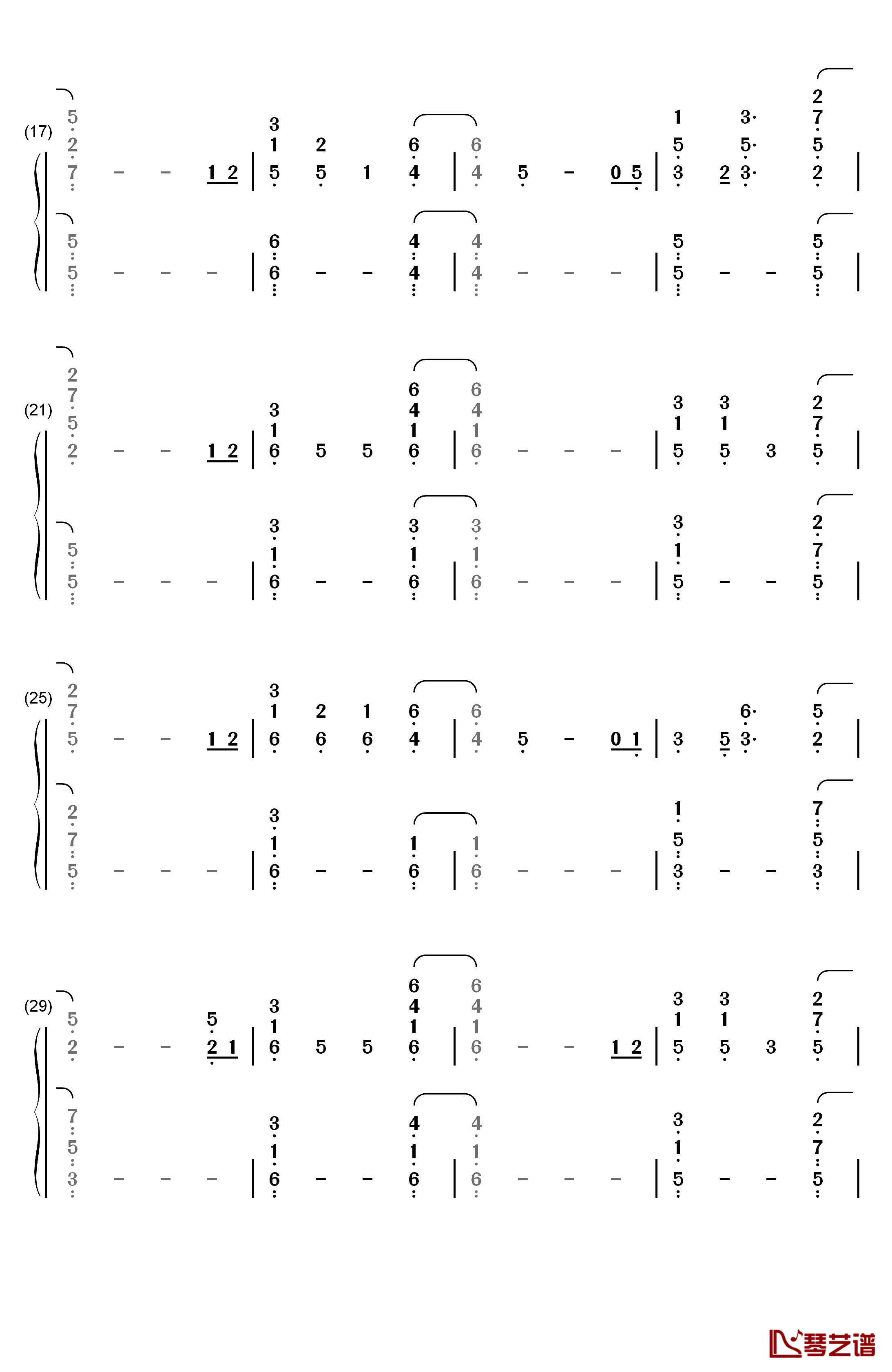 Everglow钢琴简谱-数字双手-Coldplay2