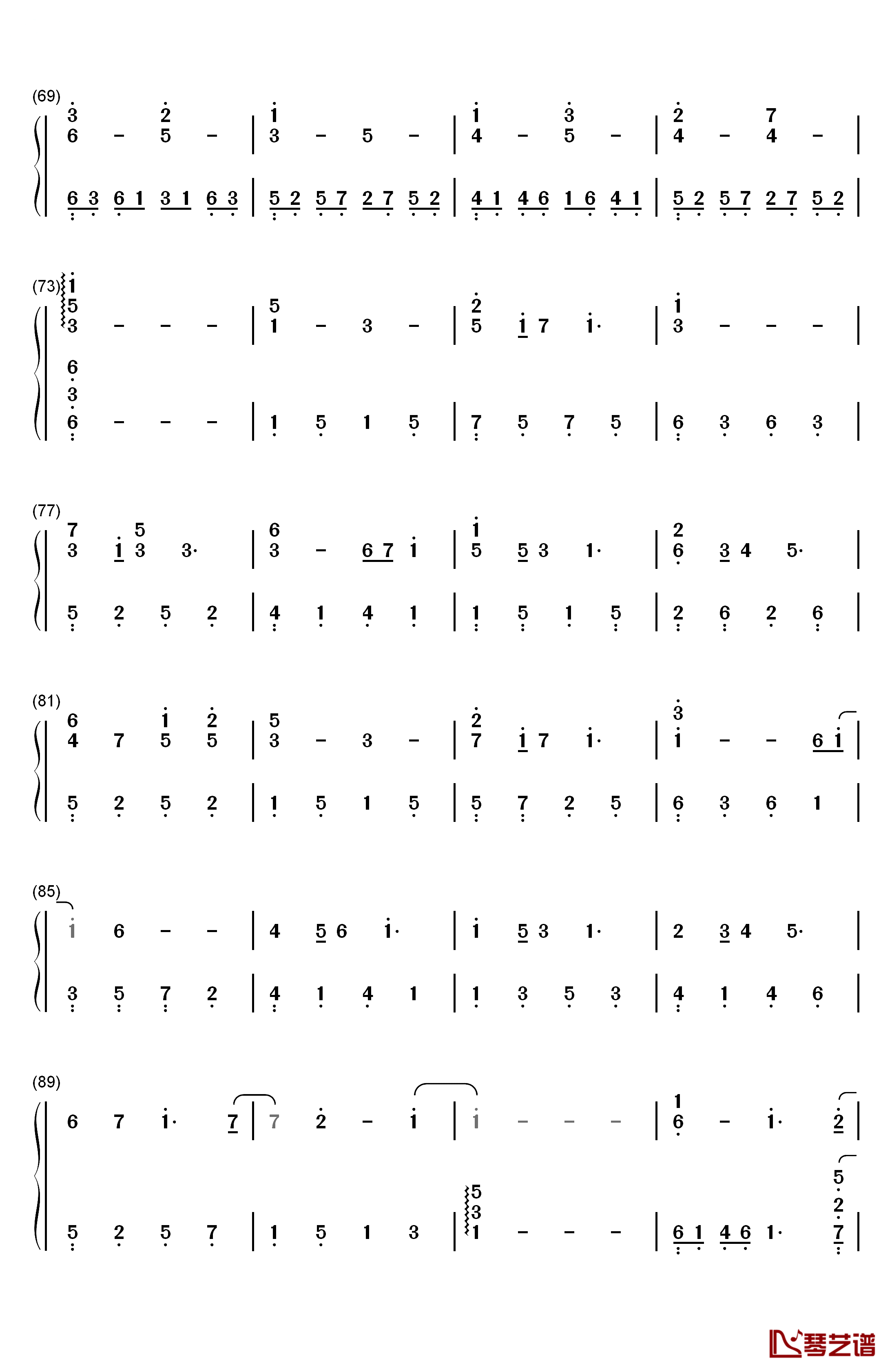 是梦吧钢琴简谱-数字双手-胡一天4