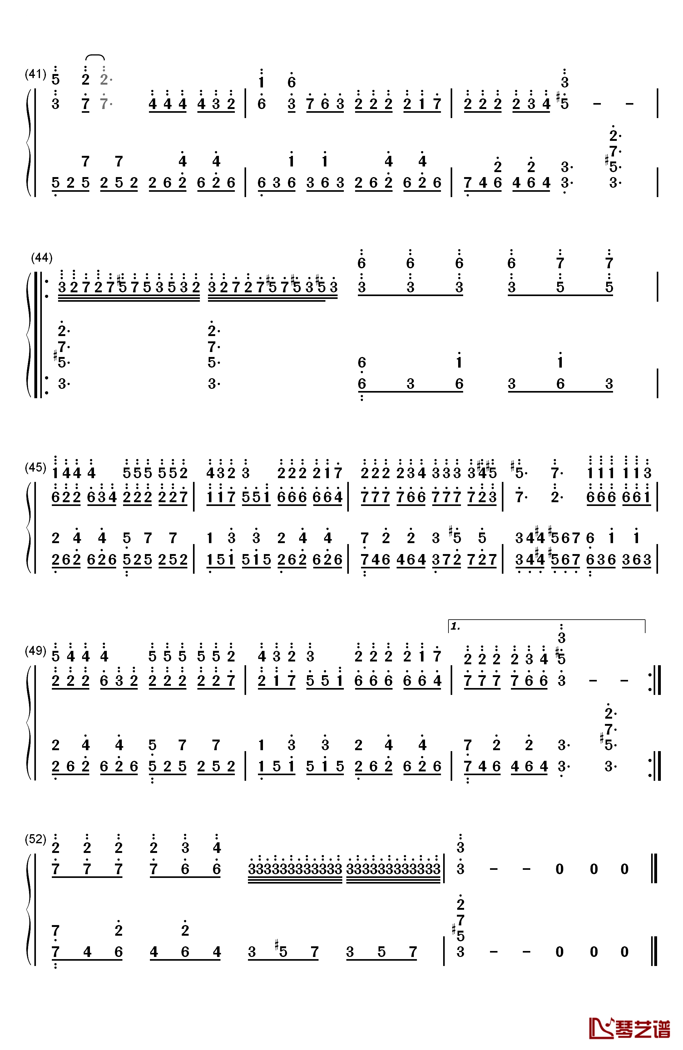 边走边爱钢琴简谱-数字双手-谢霆锋4