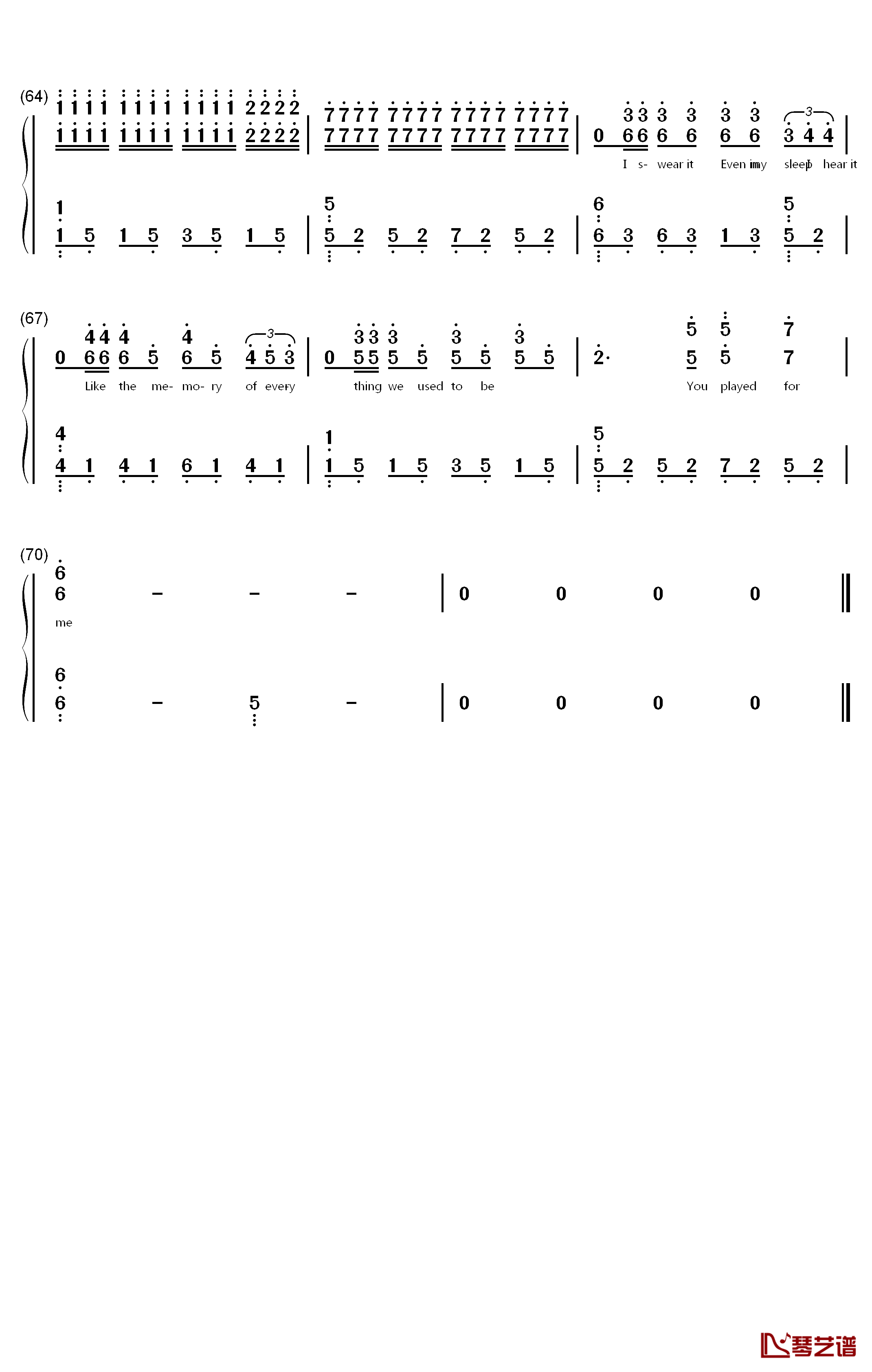 Play钢琴简谱-数字双手-K-391 Alan Walker Tungevaag Mangoo5