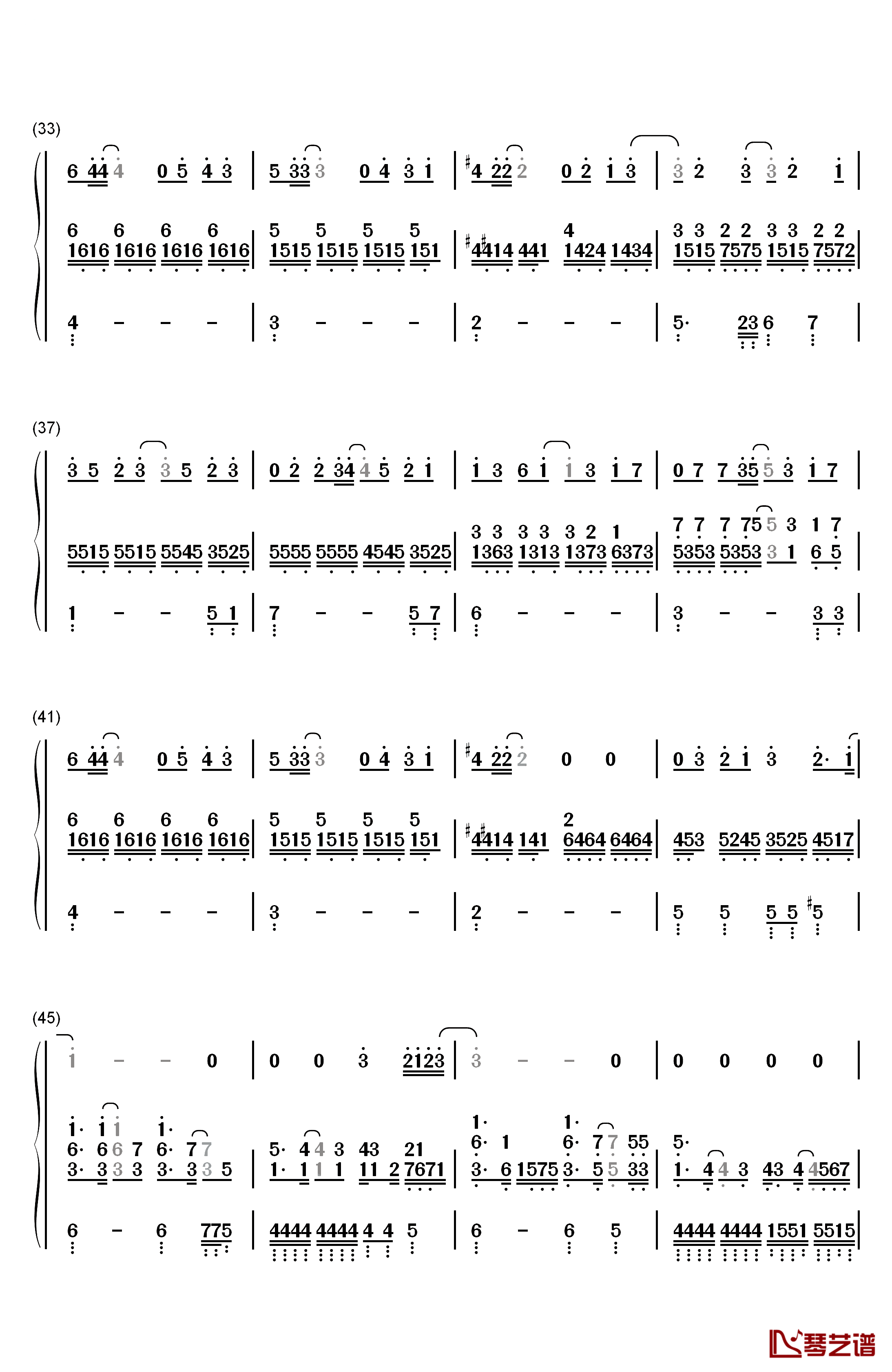 小幸运钢琴简谱-数字双手-金岐玟3