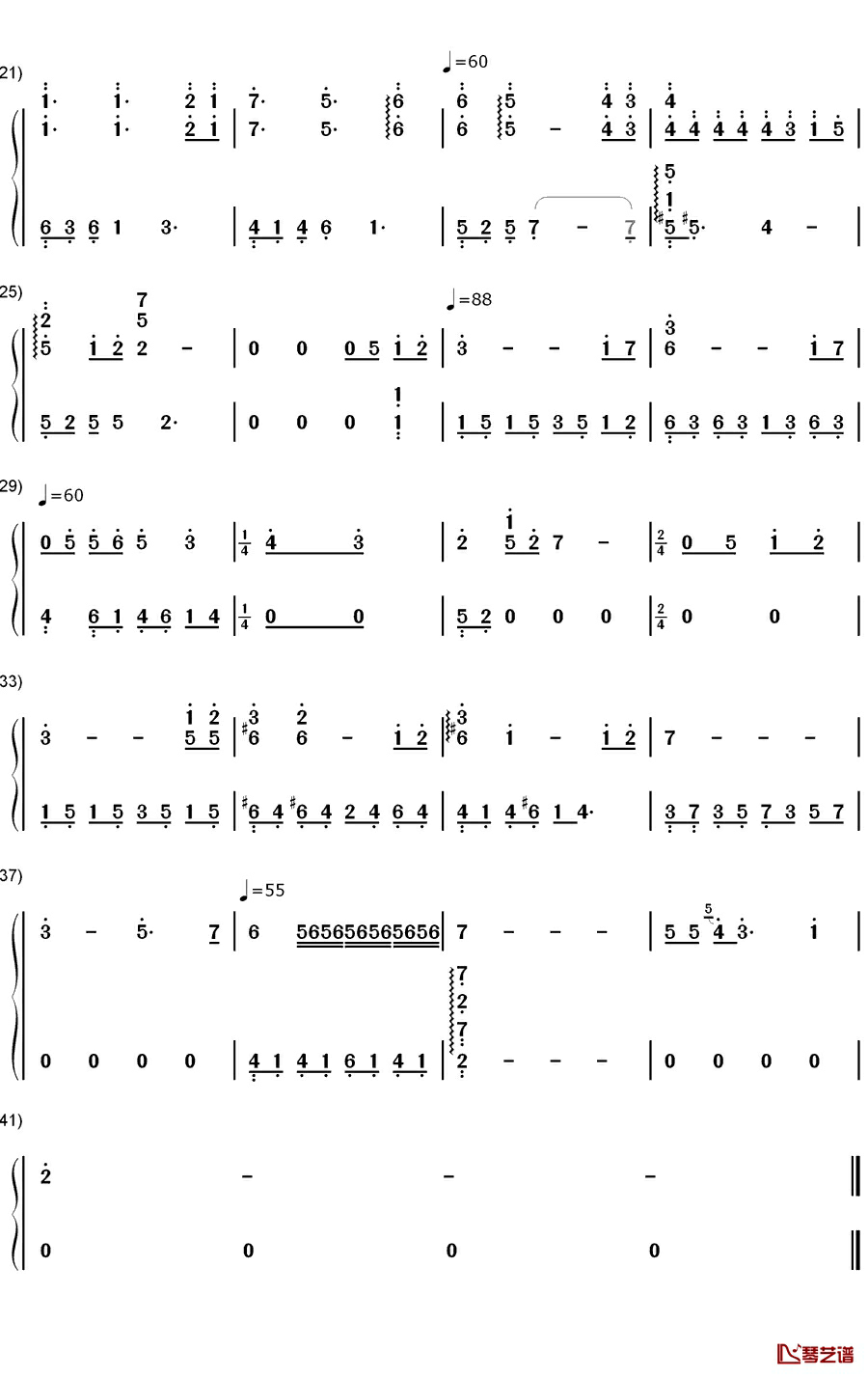 For River钢琴简谱-数字双手-Freebird Games2