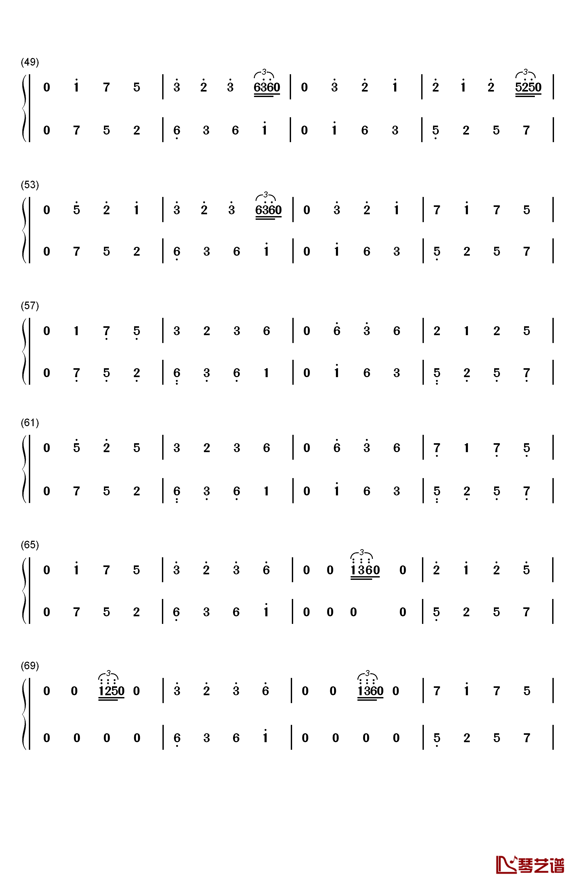 幻思钢琴简谱-数字双手-琴光kelly3