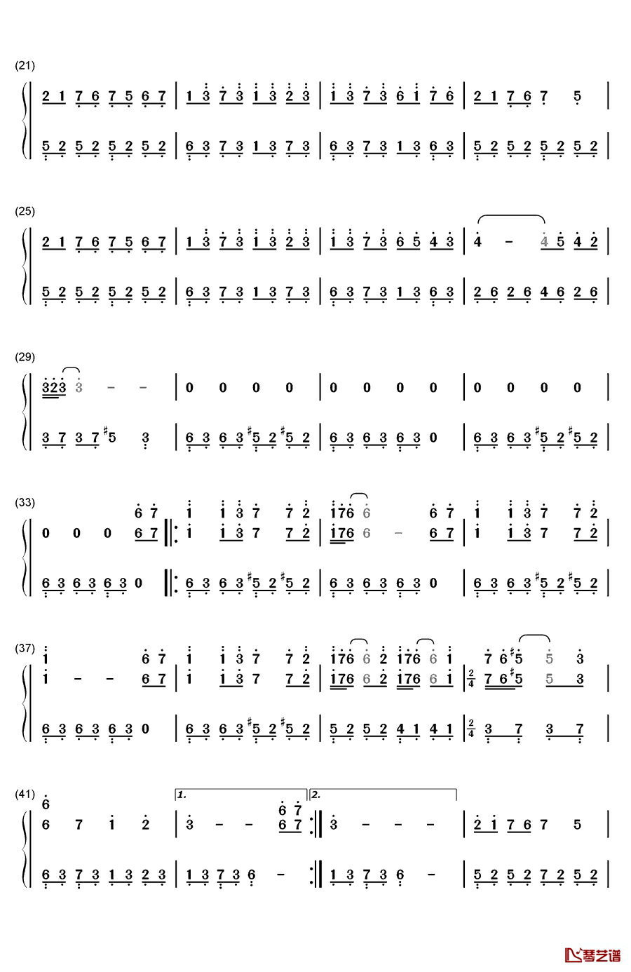 写给海洋钢琴简谱-数字双手-班得瑞2