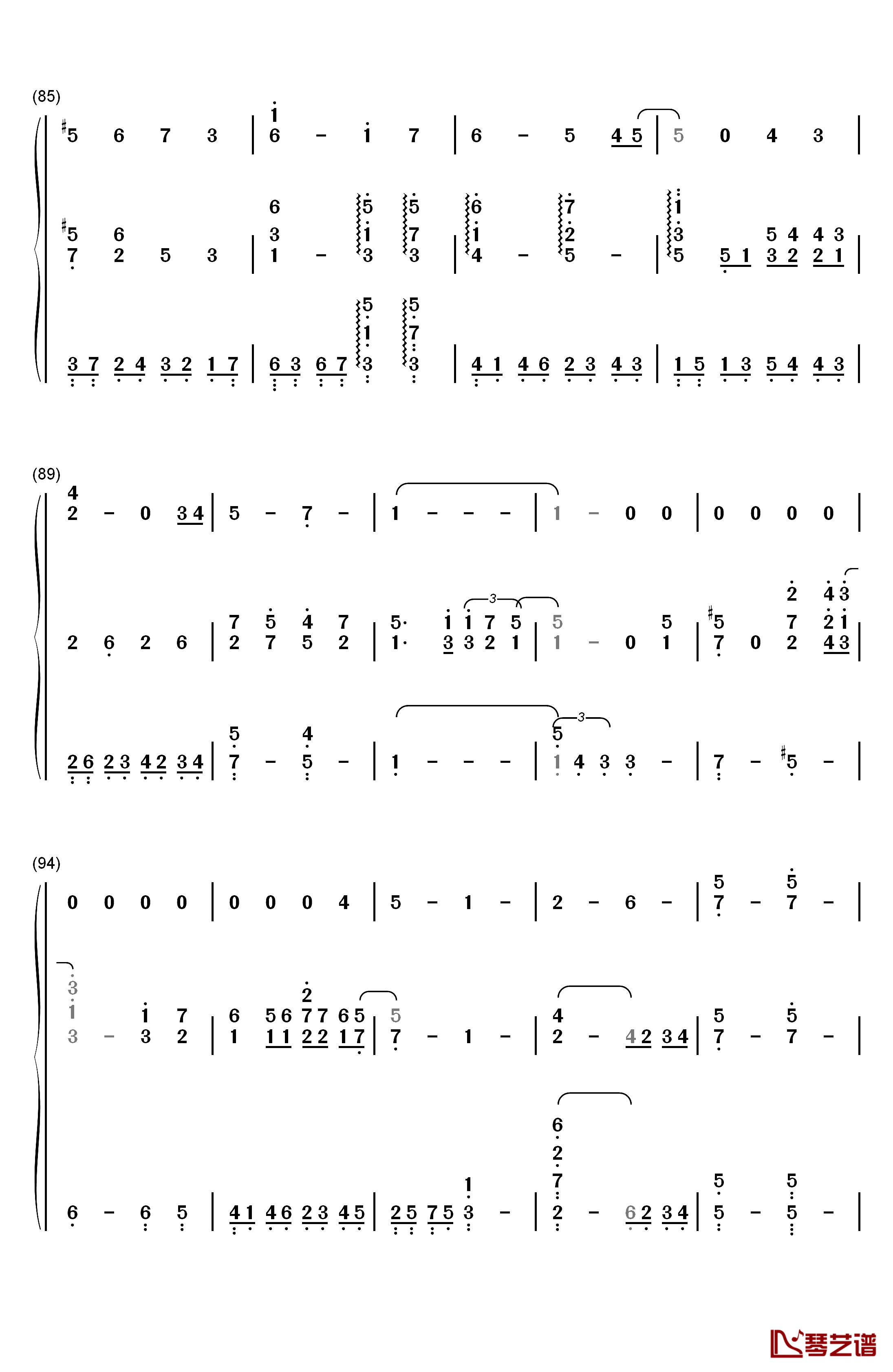 宫崎骏的天空与河流钢琴简谱-数字双手-未知7