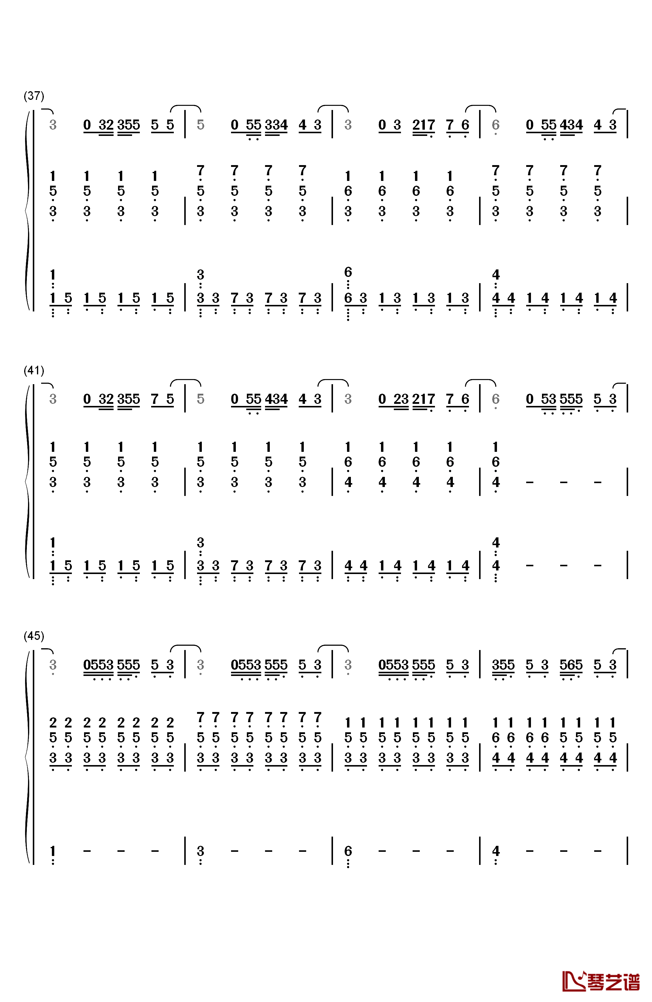 倒数钢琴简谱-数字双手-邓紫棋4