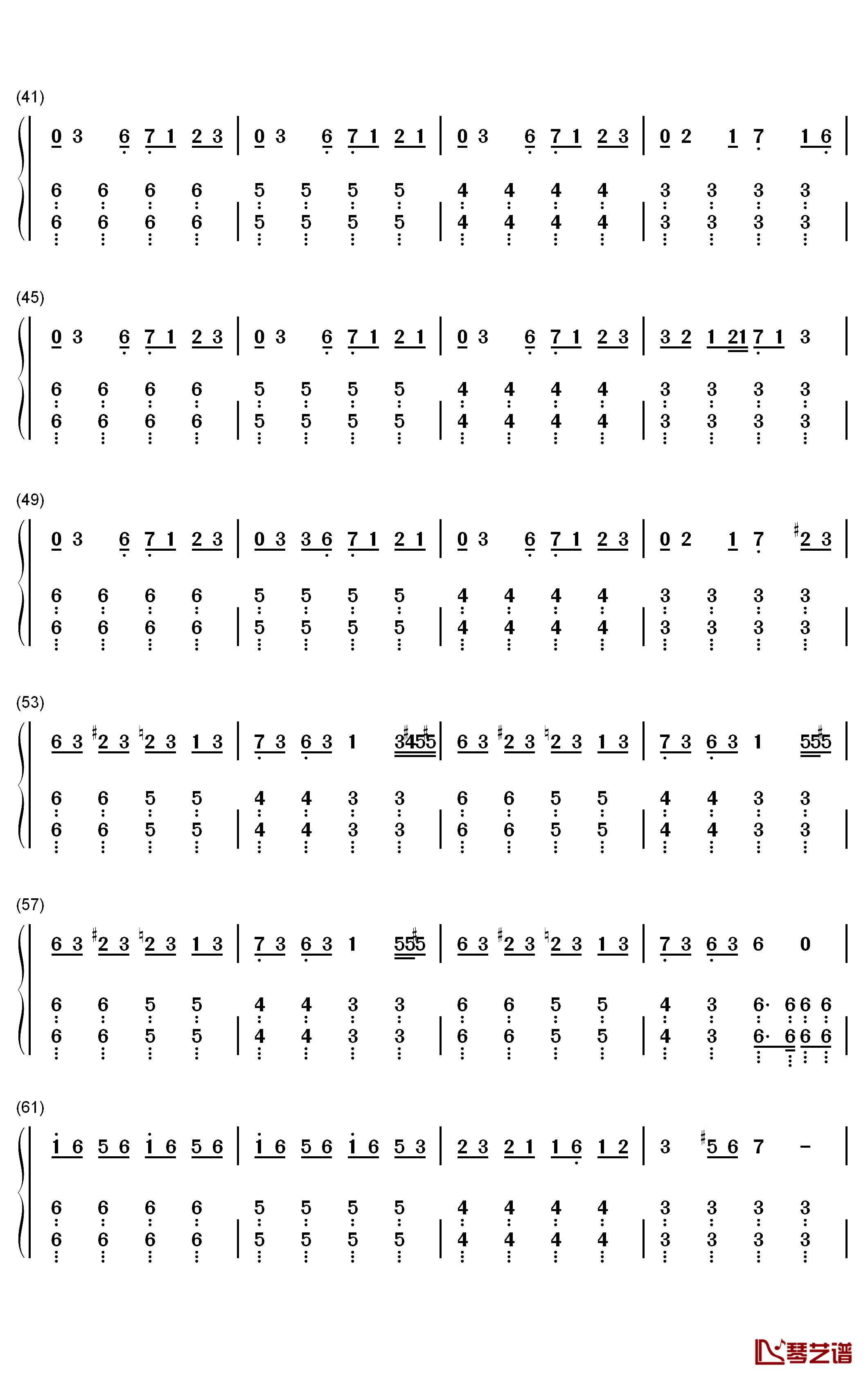 达拉崩吧钢琴简谱-数字双手-洛天依 言和3