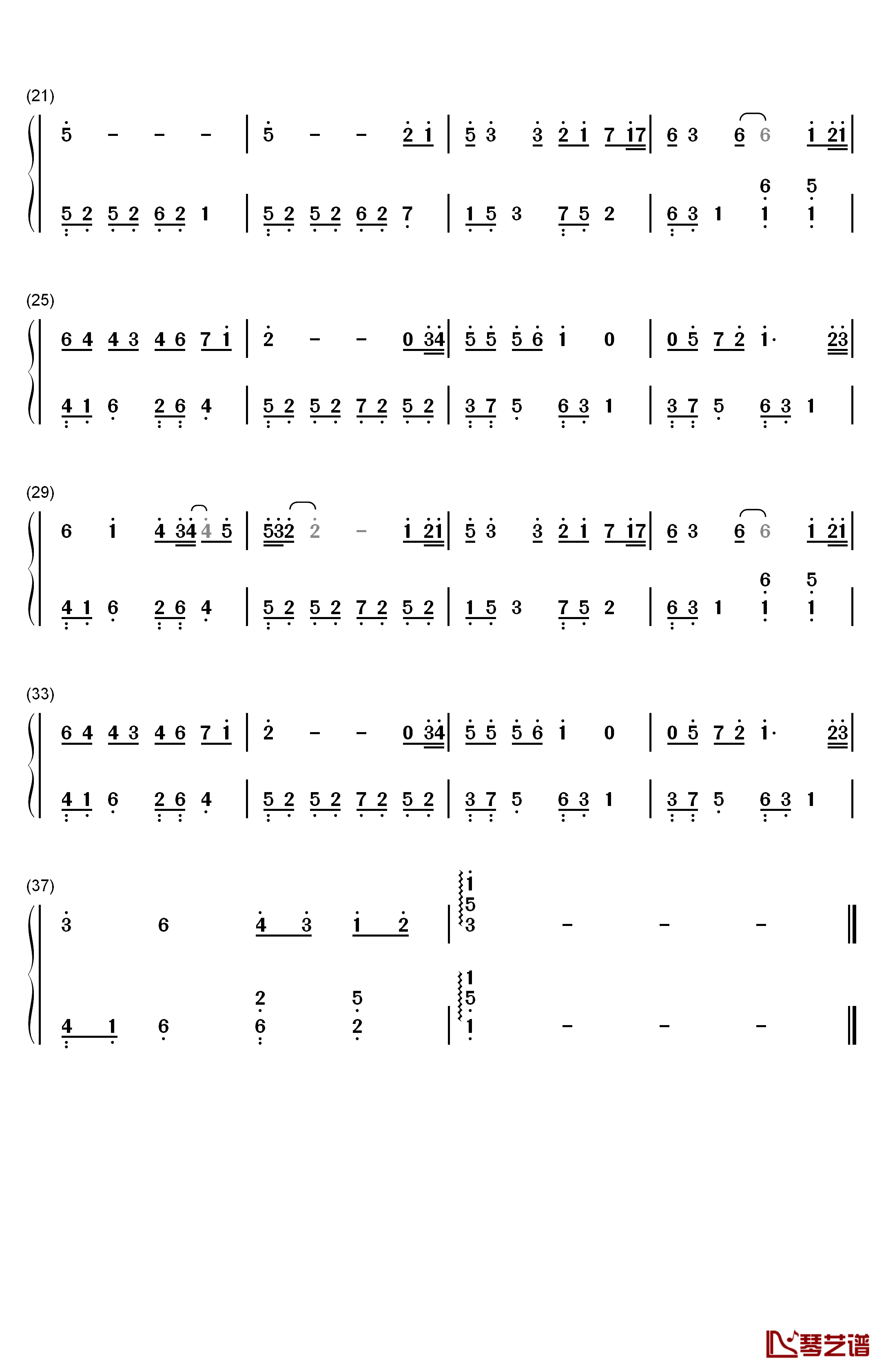 约定简单版钢琴简谱-数字双手-周蕙2