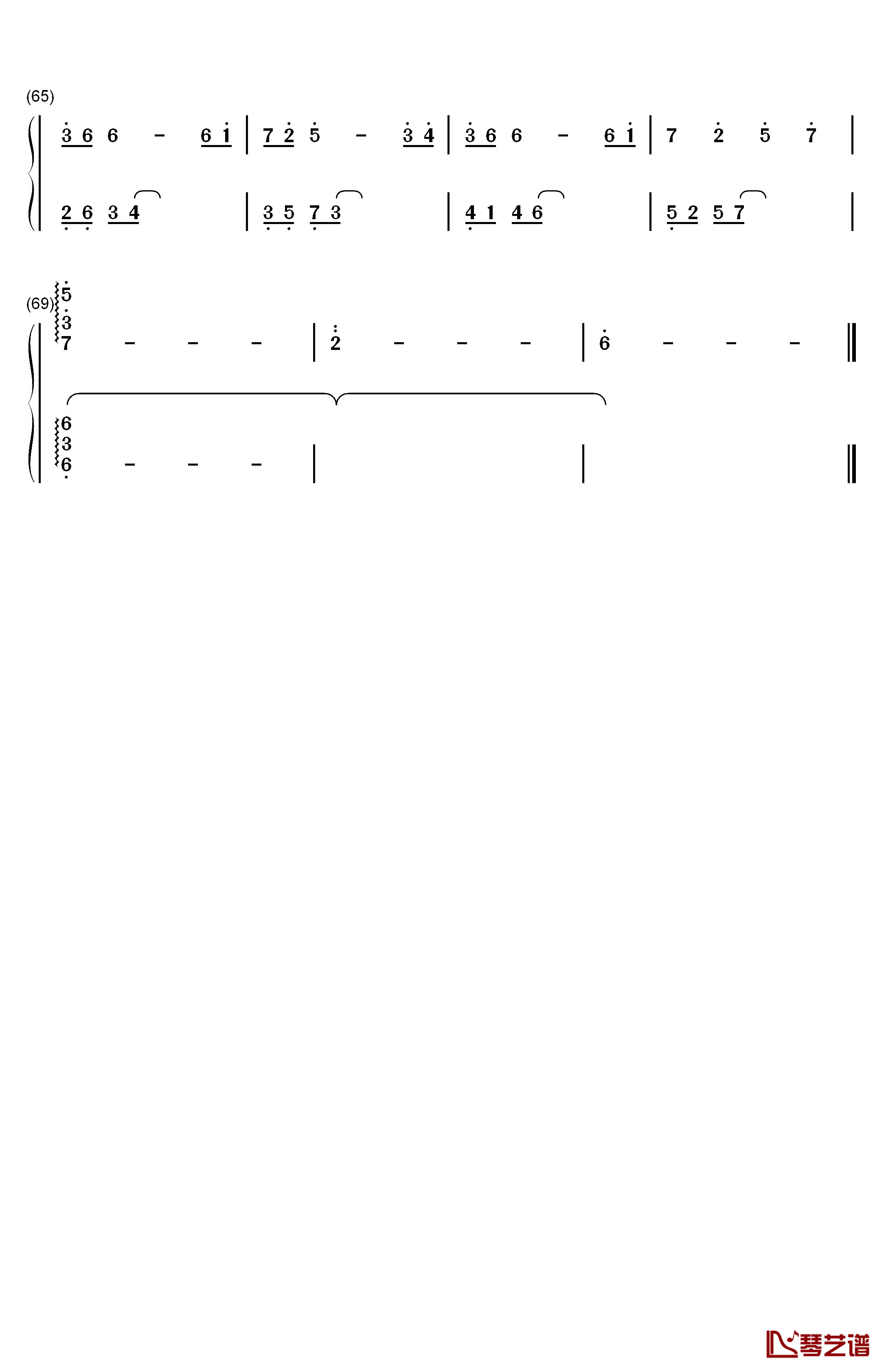 寂しい夜钢琴简谱-数字双手-缘之空4