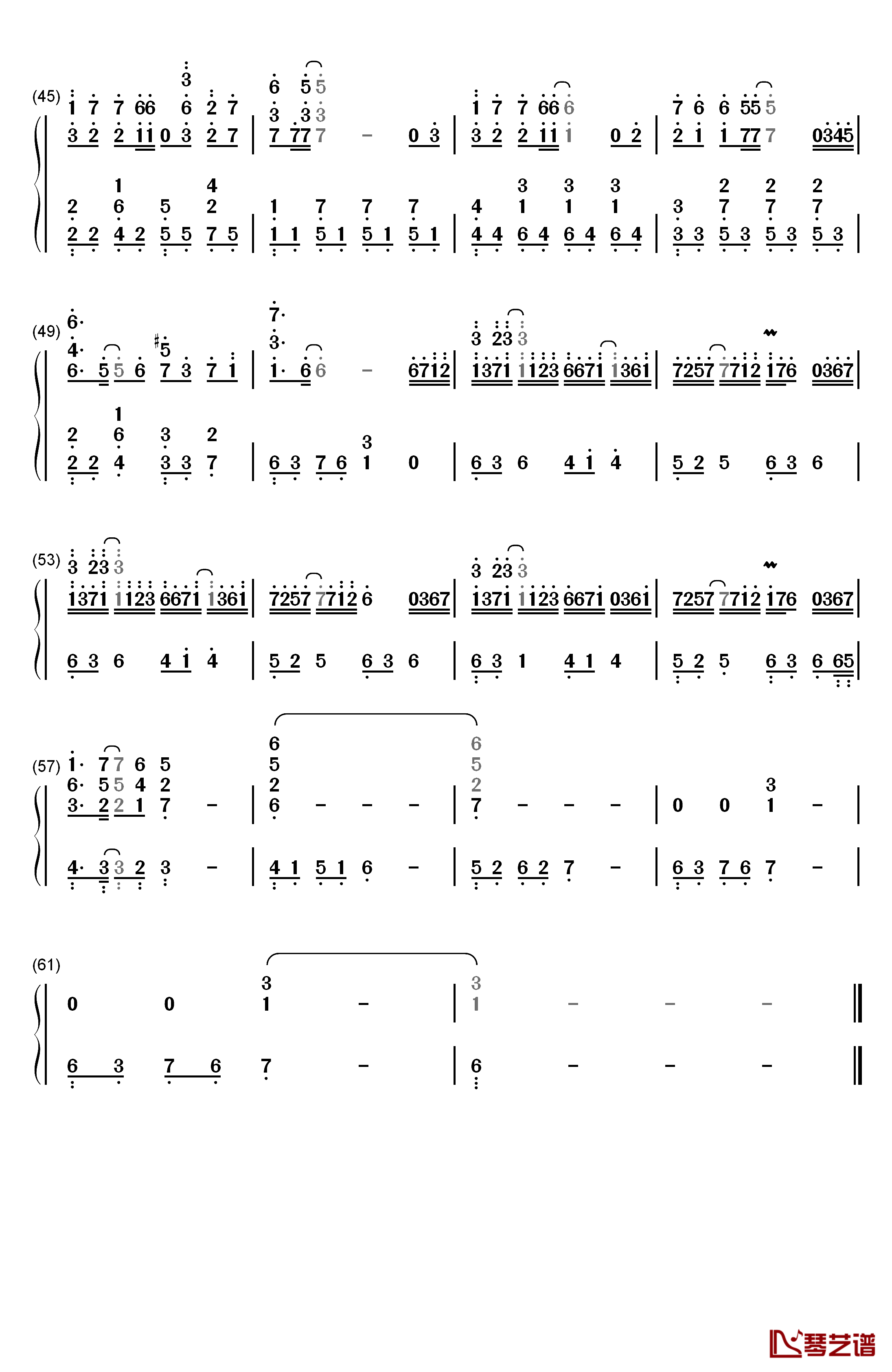 自分への手紙钢琴简谱-数字双手-西村由纪江  陈奕迅3