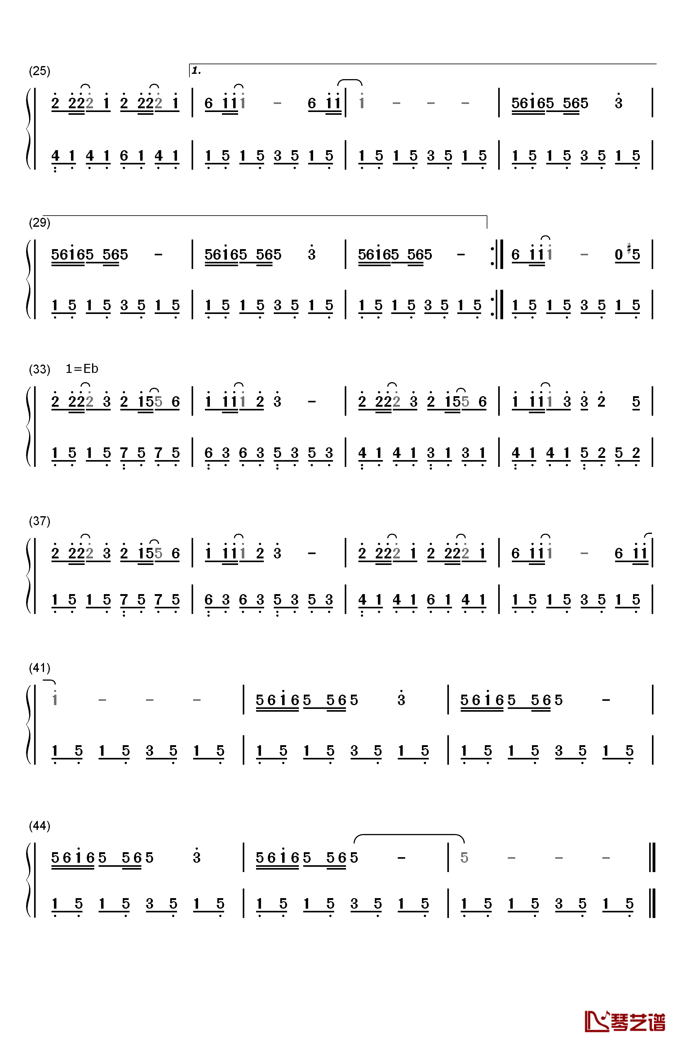 千里之外钢琴简谱-数字双手-周杰伦2