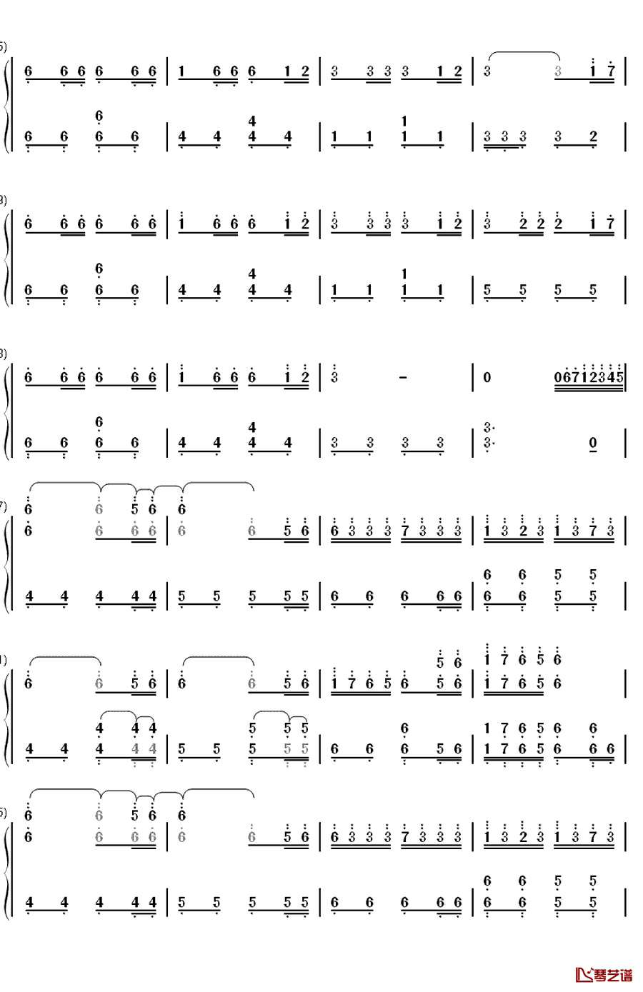 ツナ觉醒钢琴简谱-数字双手-未知3