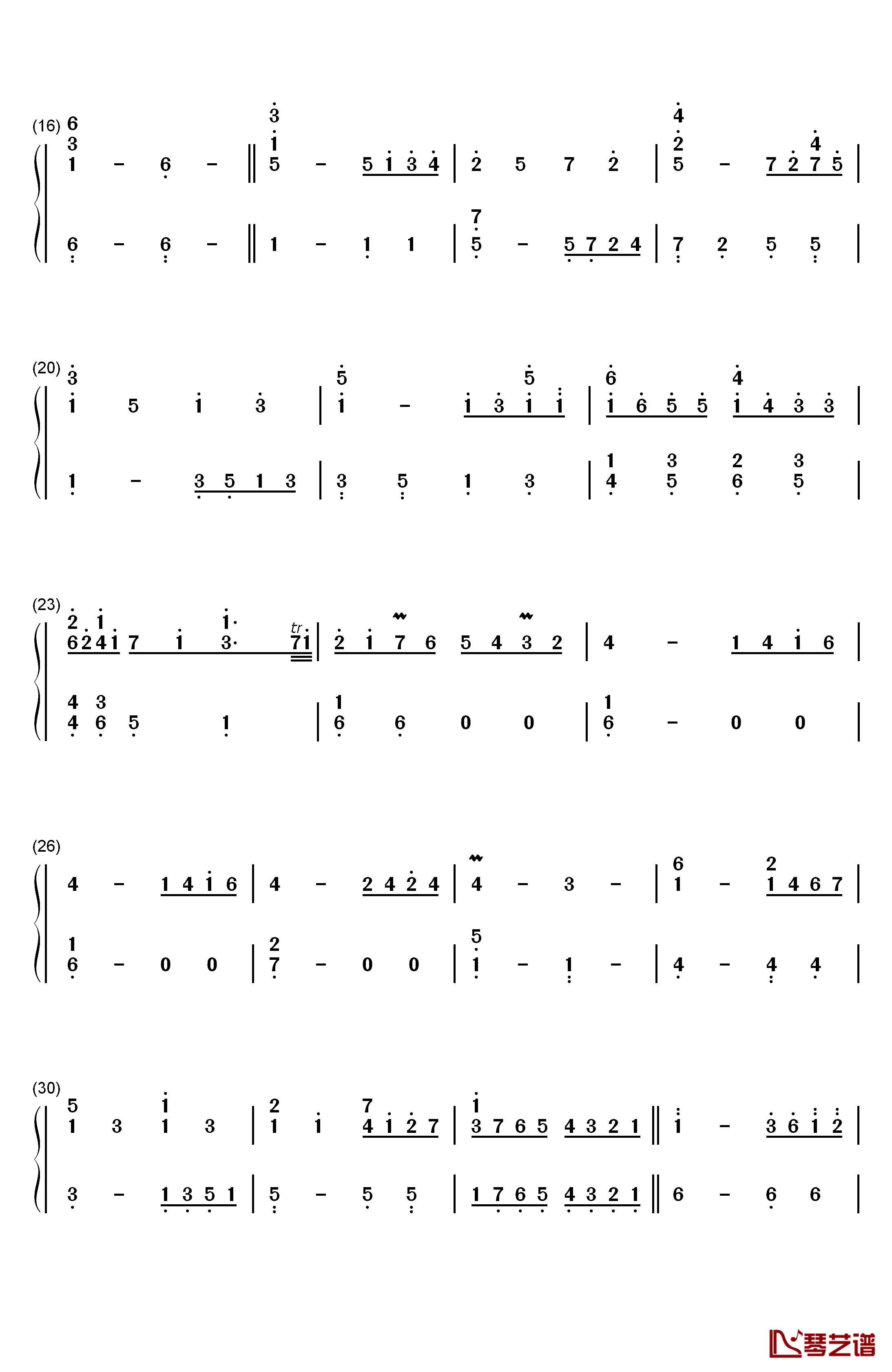 原始人歌调钢琴简谱-数字双手-拉莫2