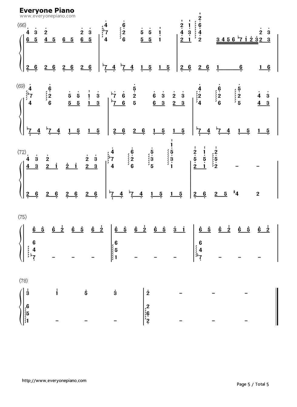 奏之曲钢琴简谱-数字双手-小林沙苗5