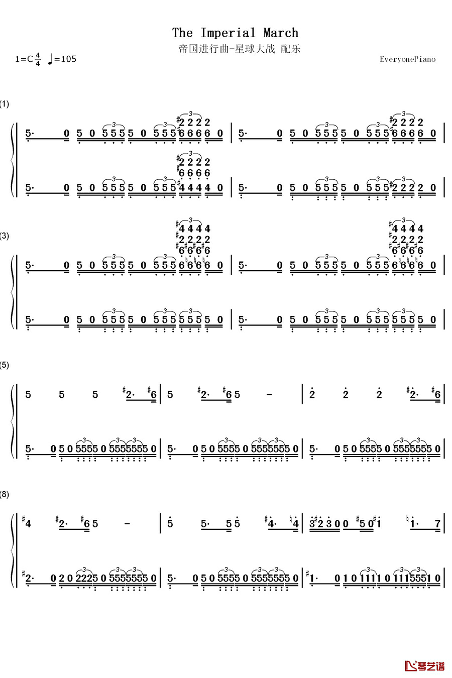 The Imperial March钢琴简谱-数字双手-John Williams1