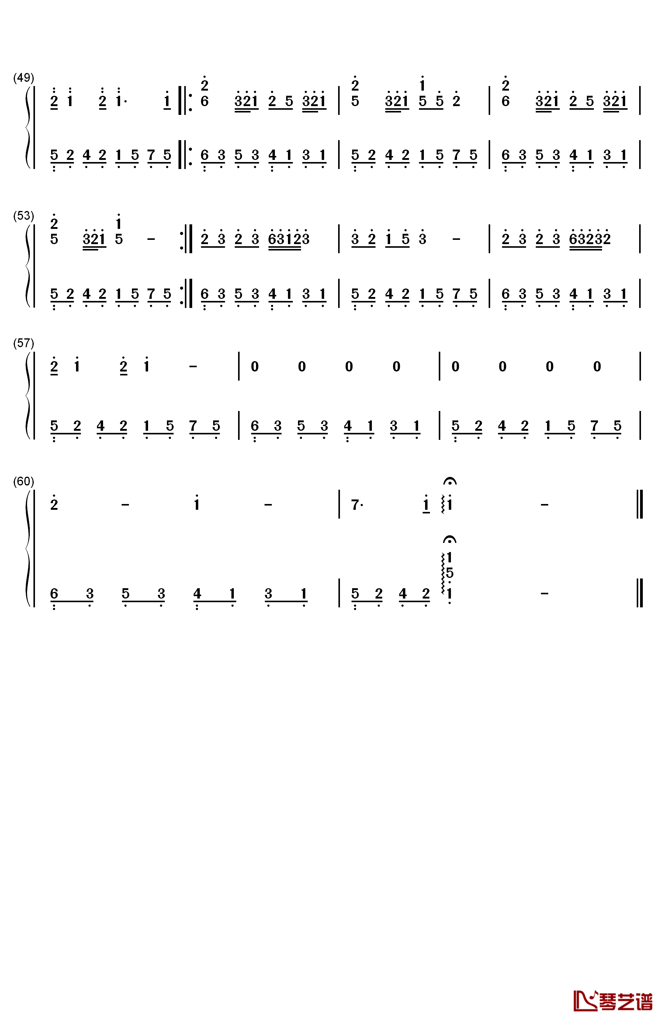 YOU钢琴简谱-数字双手-dai3