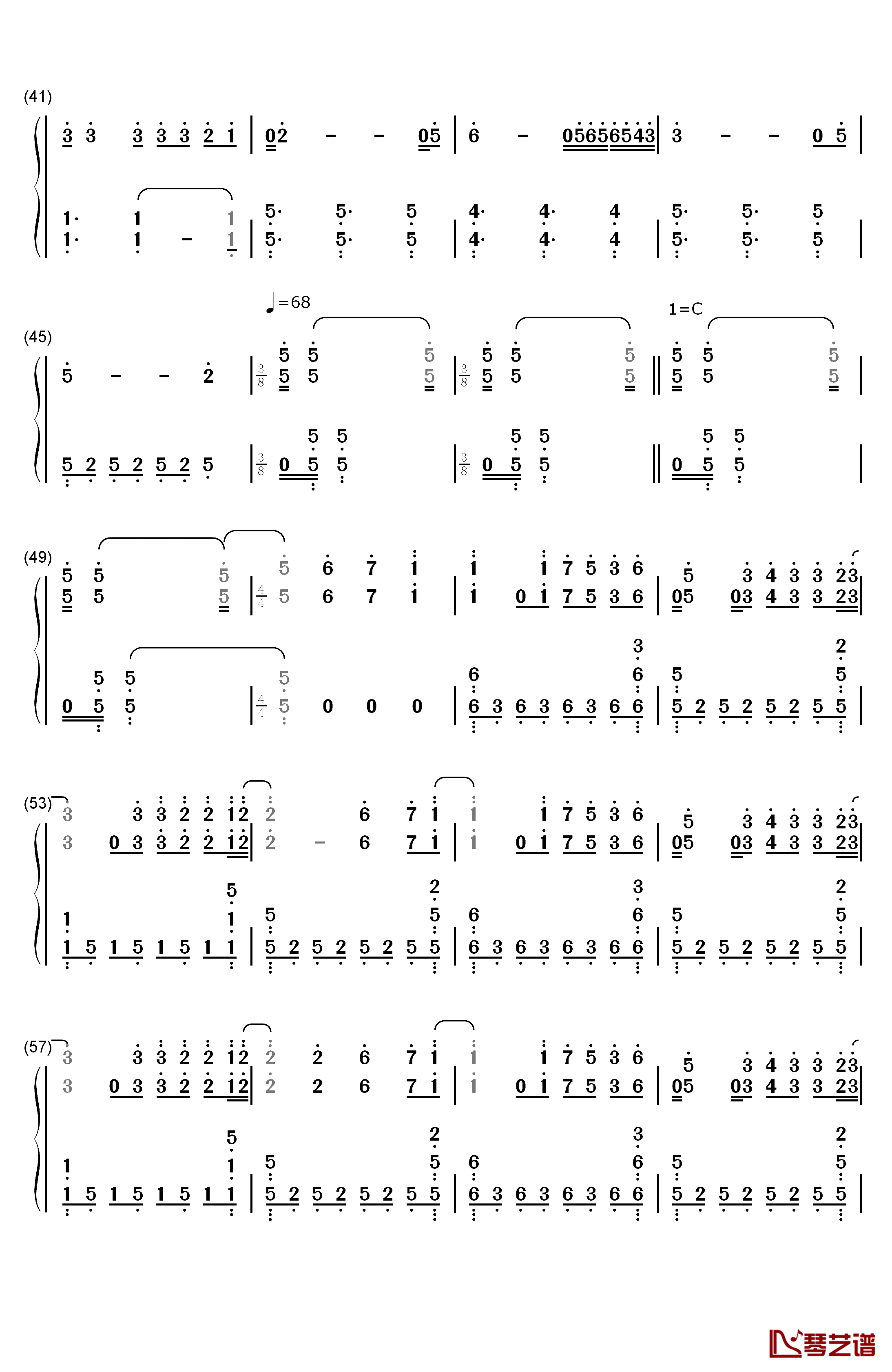 火影忍者钢琴简谱-数字双手-Rurutia  ルルティア3