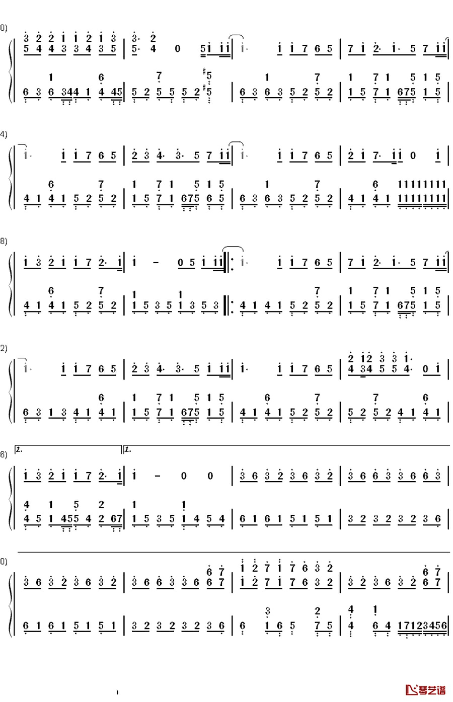 七里香钢琴简谱-数字双手-周杰伦2