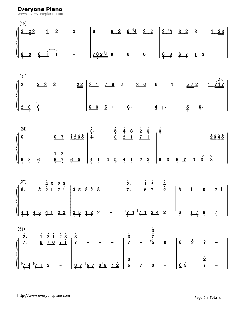 茗记钢琴简谱-数字双手-L-key2