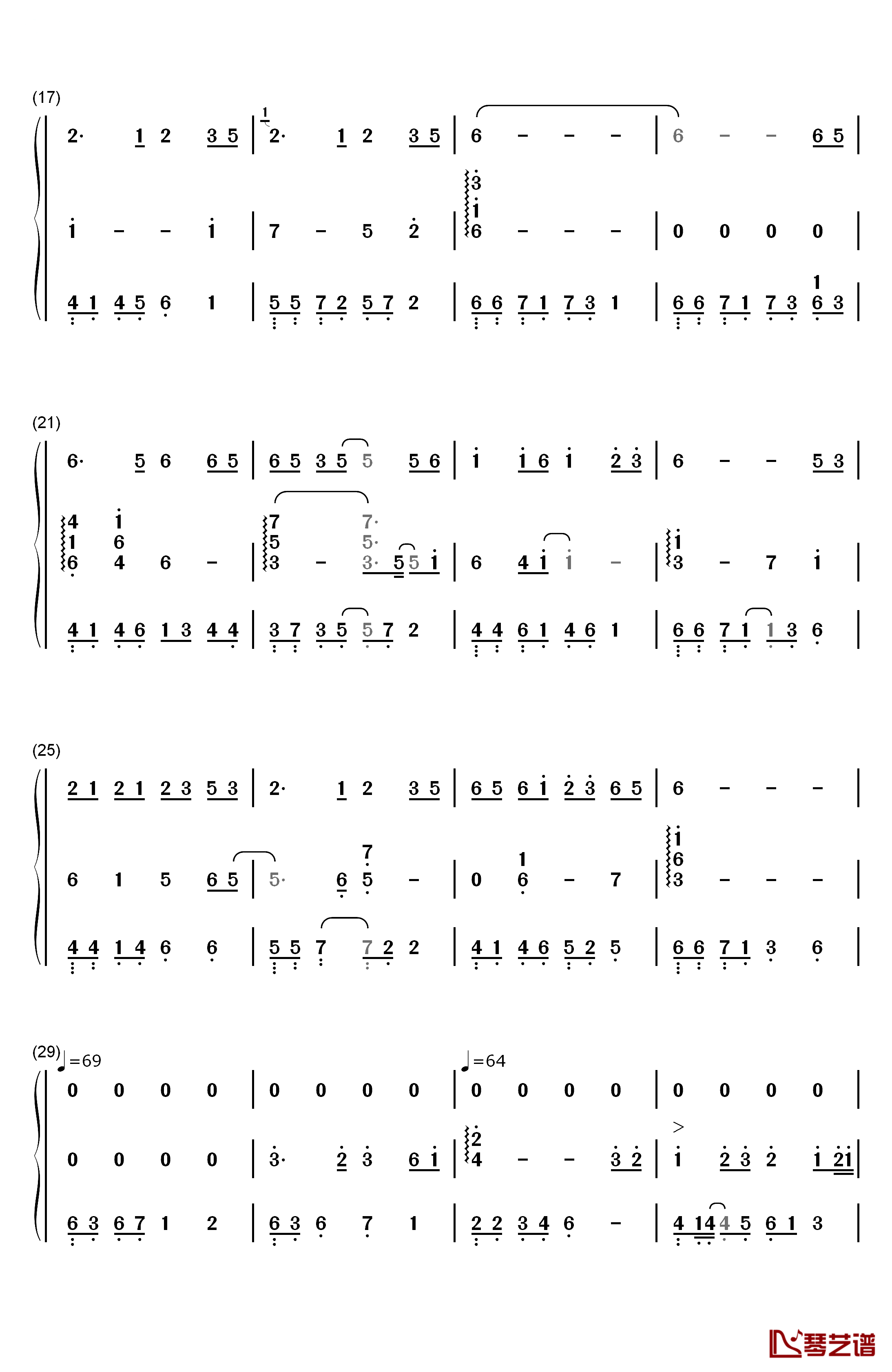 绿野仙踪钢琴简谱-数字双手-陈悦 马克2