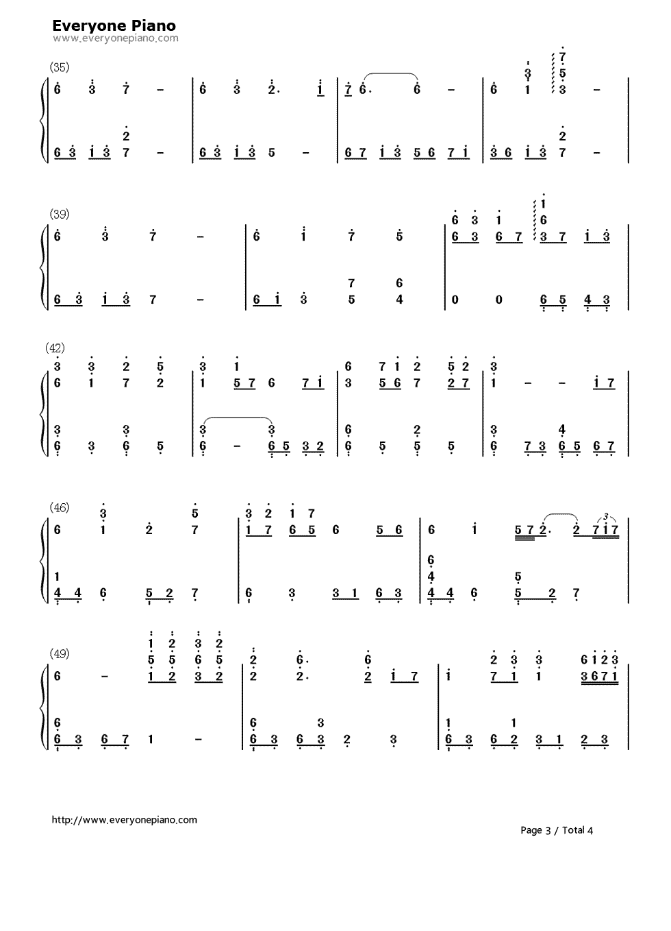 茗记钢琴简谱-数字双手-L-key3