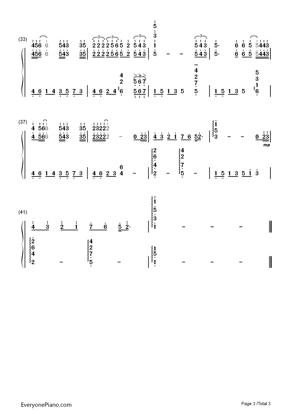 风往北吹钢琴简谱-数字双手-孙楠3