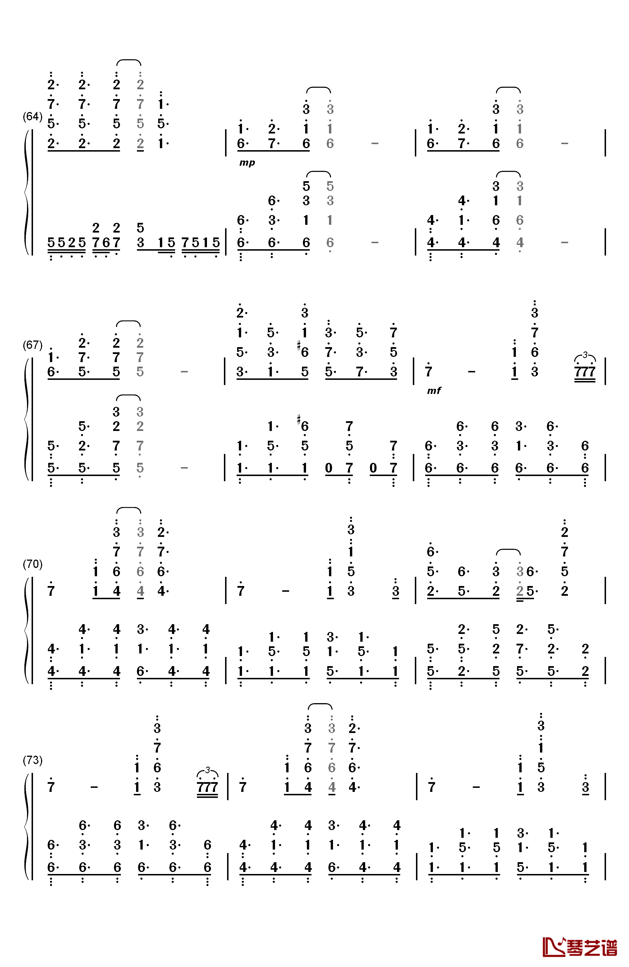 Katharsis钢琴简谱-数字双手-TK from 凛冽时雨7