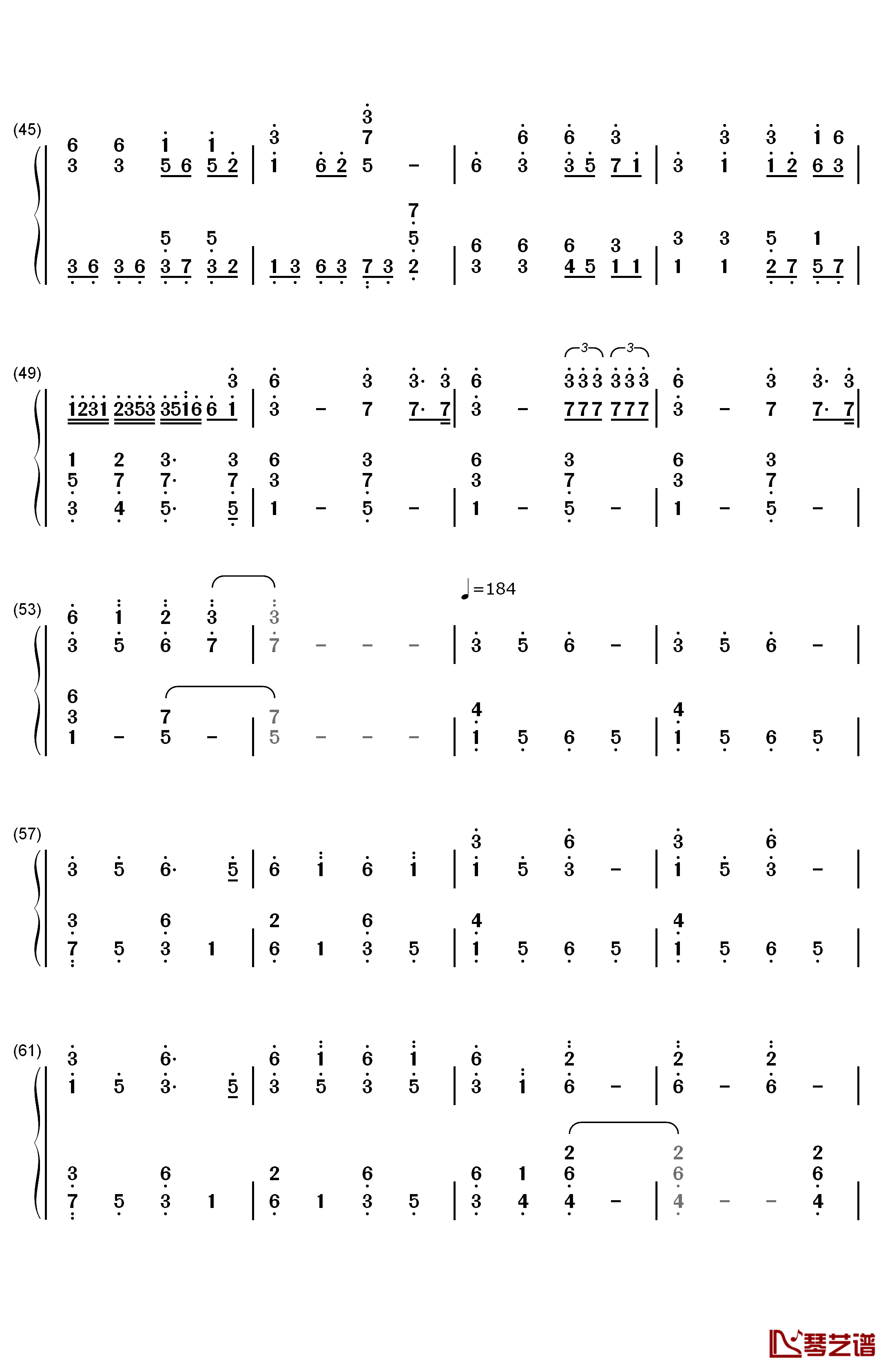 夏祭り钢琴简谱-数字双手-初音未来3