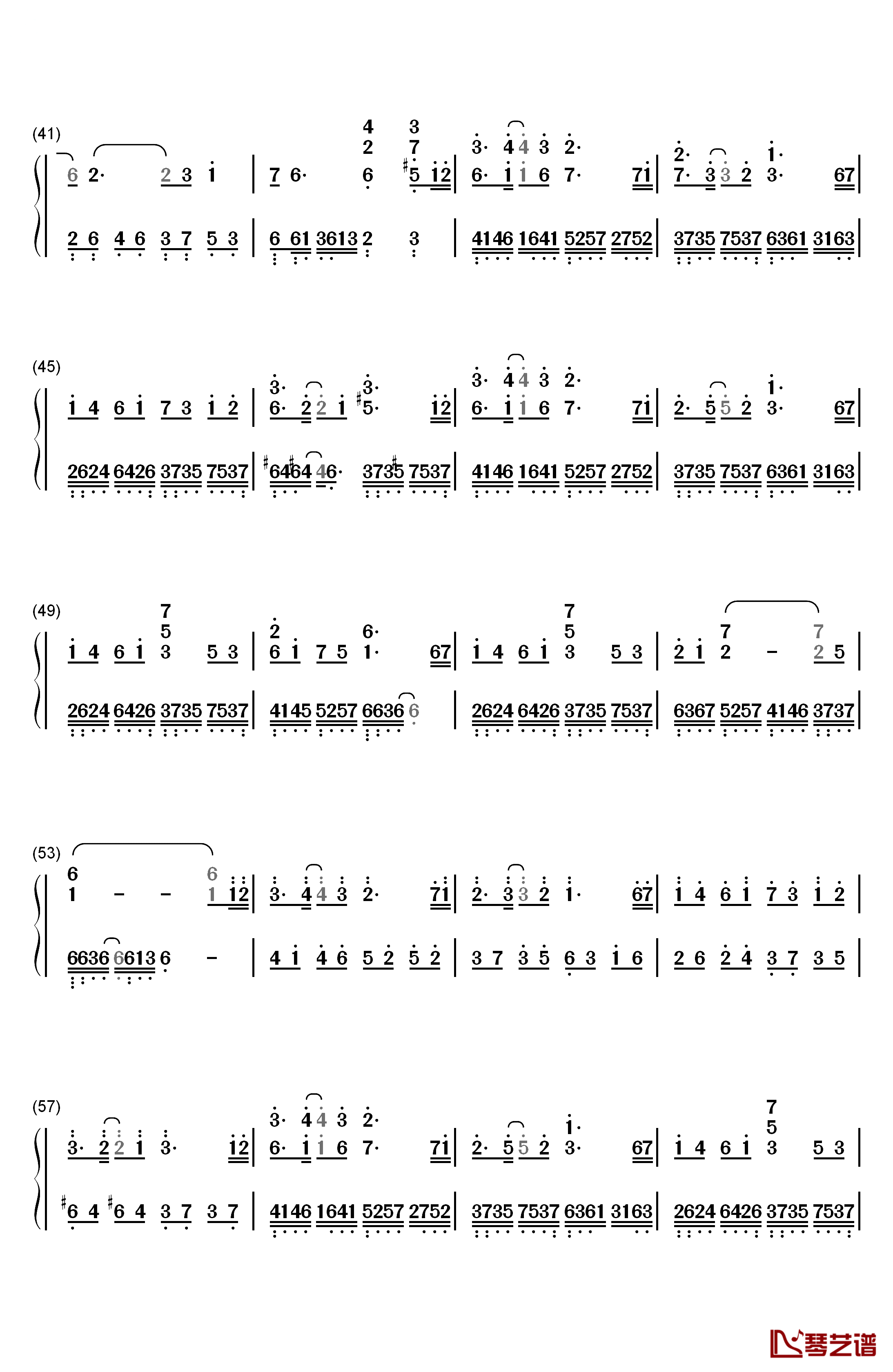 凤囚凰钢琴简谱-数字双手-白鹿3