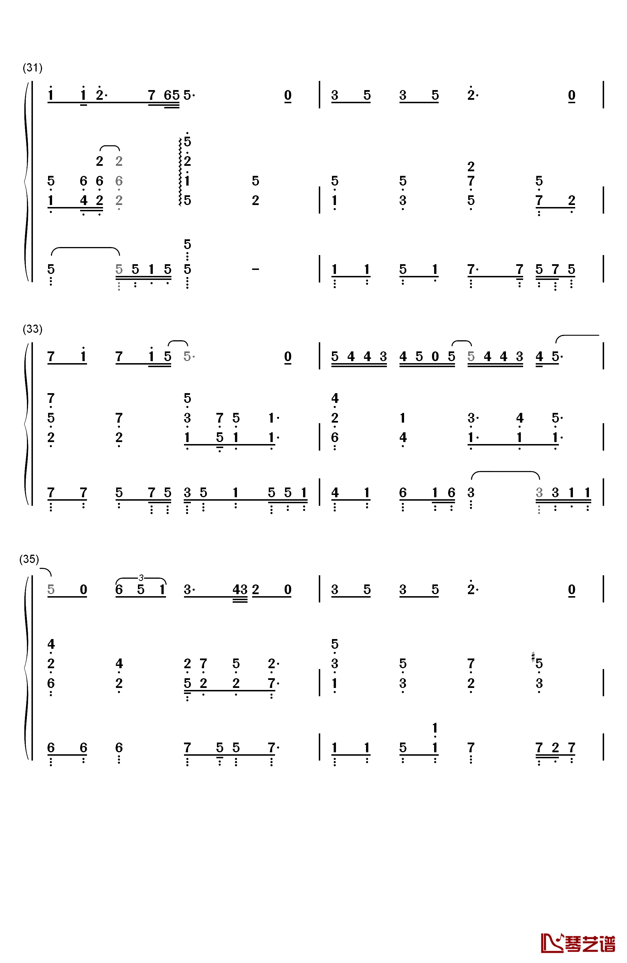 学不会钢琴简谱-数字双手-林俊杰4