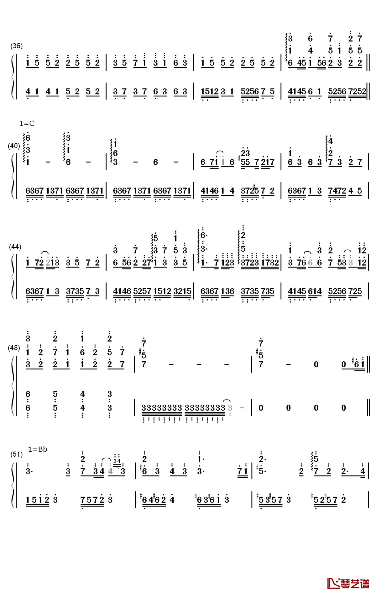 没有头绪钢琴简谱-数字双手-初学者3