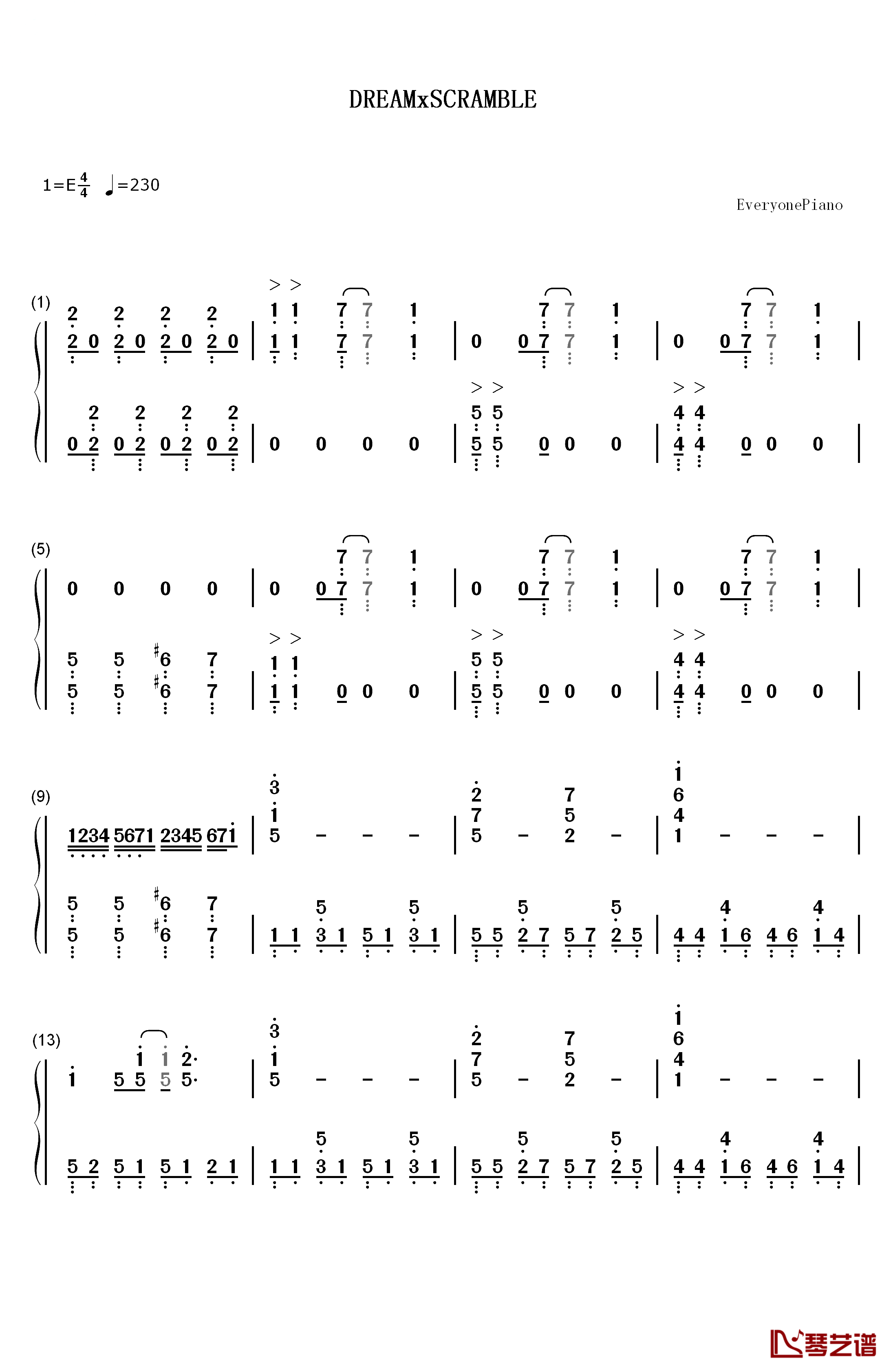 DREAMxSCRAMBLE钢琴简谱-数字双手-AiRI1